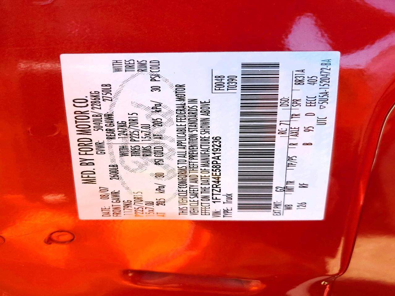 2008 Ford Ranger Super Cab Red vin: 1FTZR44E58PA19236