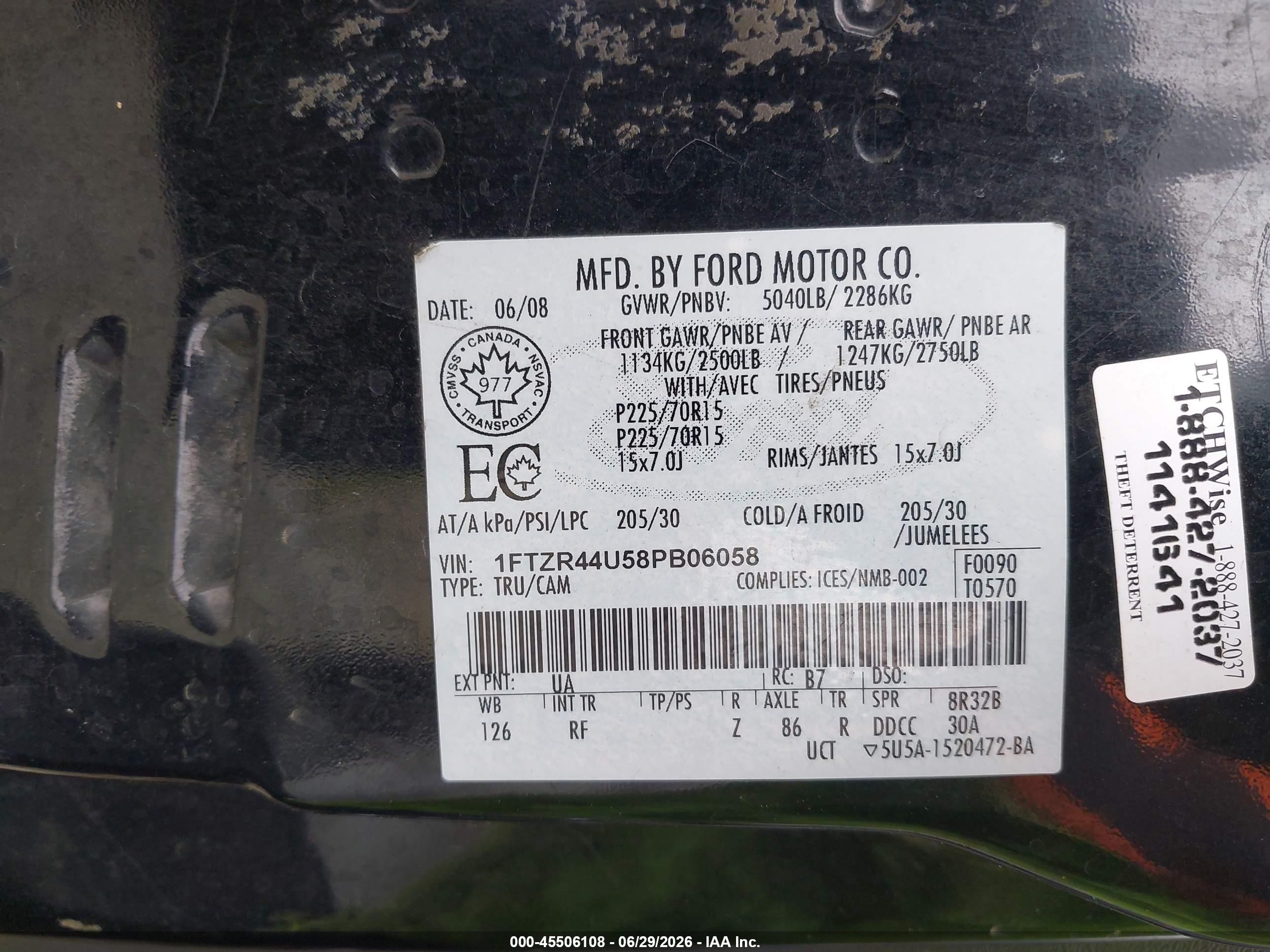 2008 Ford Ranger Xlt Черный vin: 1FTZR44U58PB06058