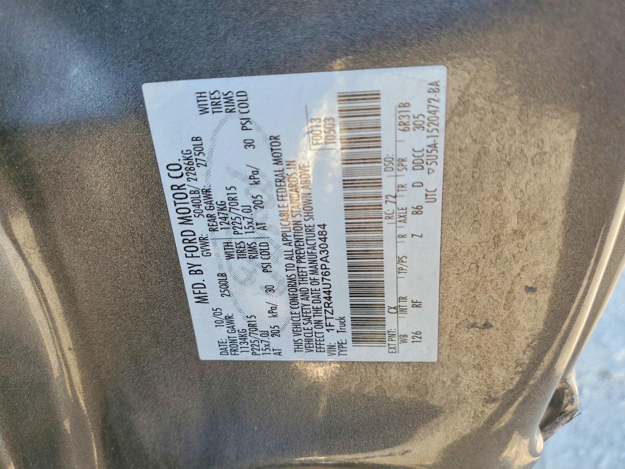 2006 Ford Ranger Super Cab Gray vin: 1FTZR44U76PA30484