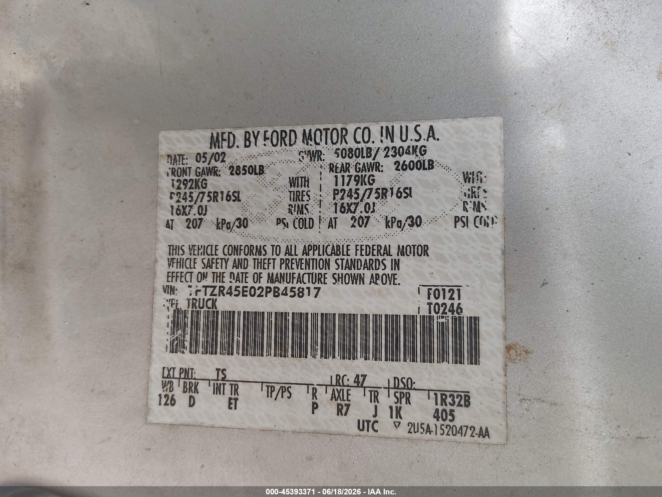 2002 Ford Ranger Edge/xlt Silver vin: 1FTZR45E02PB45817
