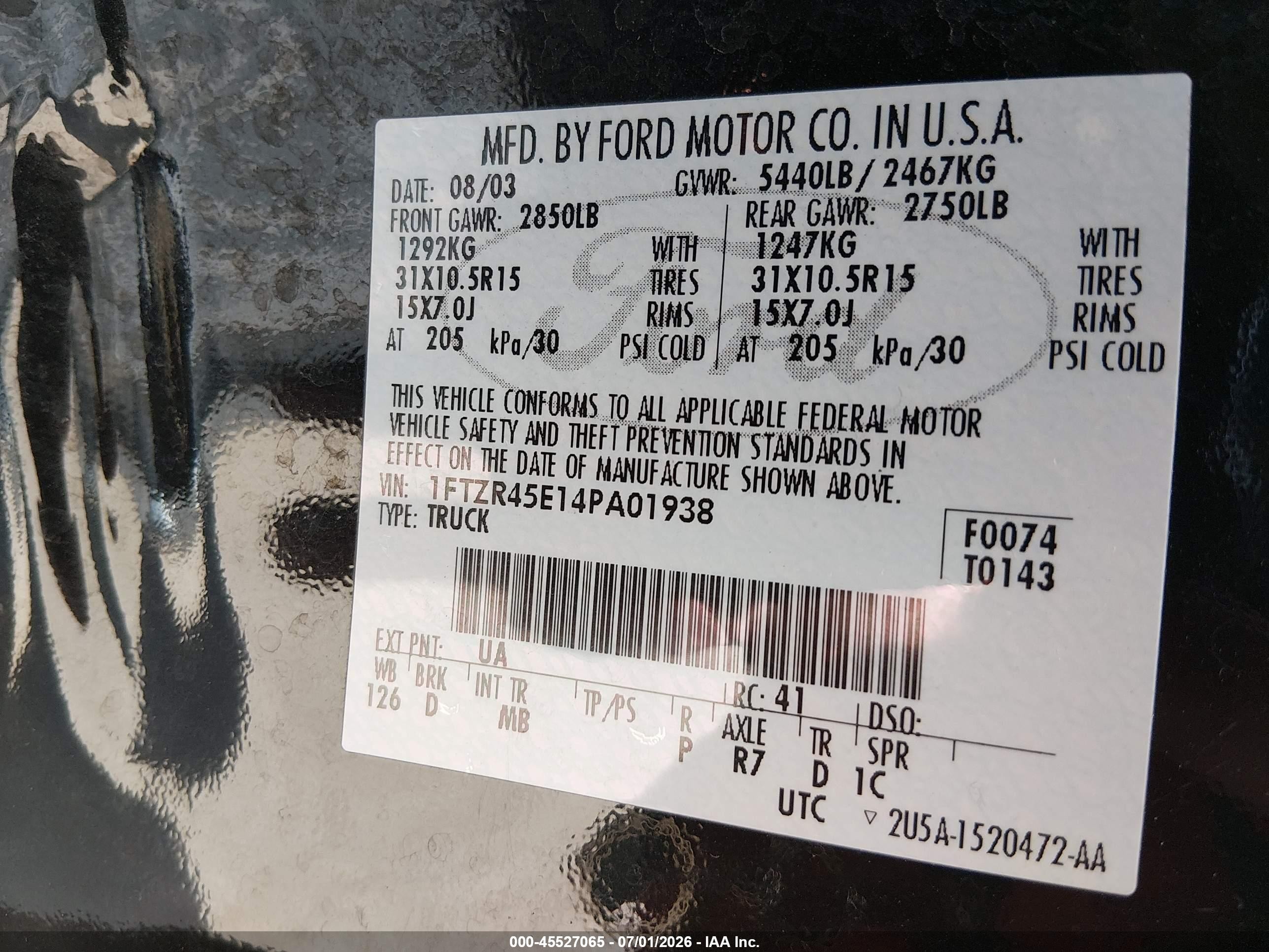 2004 Ford Ranger Edge/tremor/xlt Черный vin: 1FTZR45E14PA01938