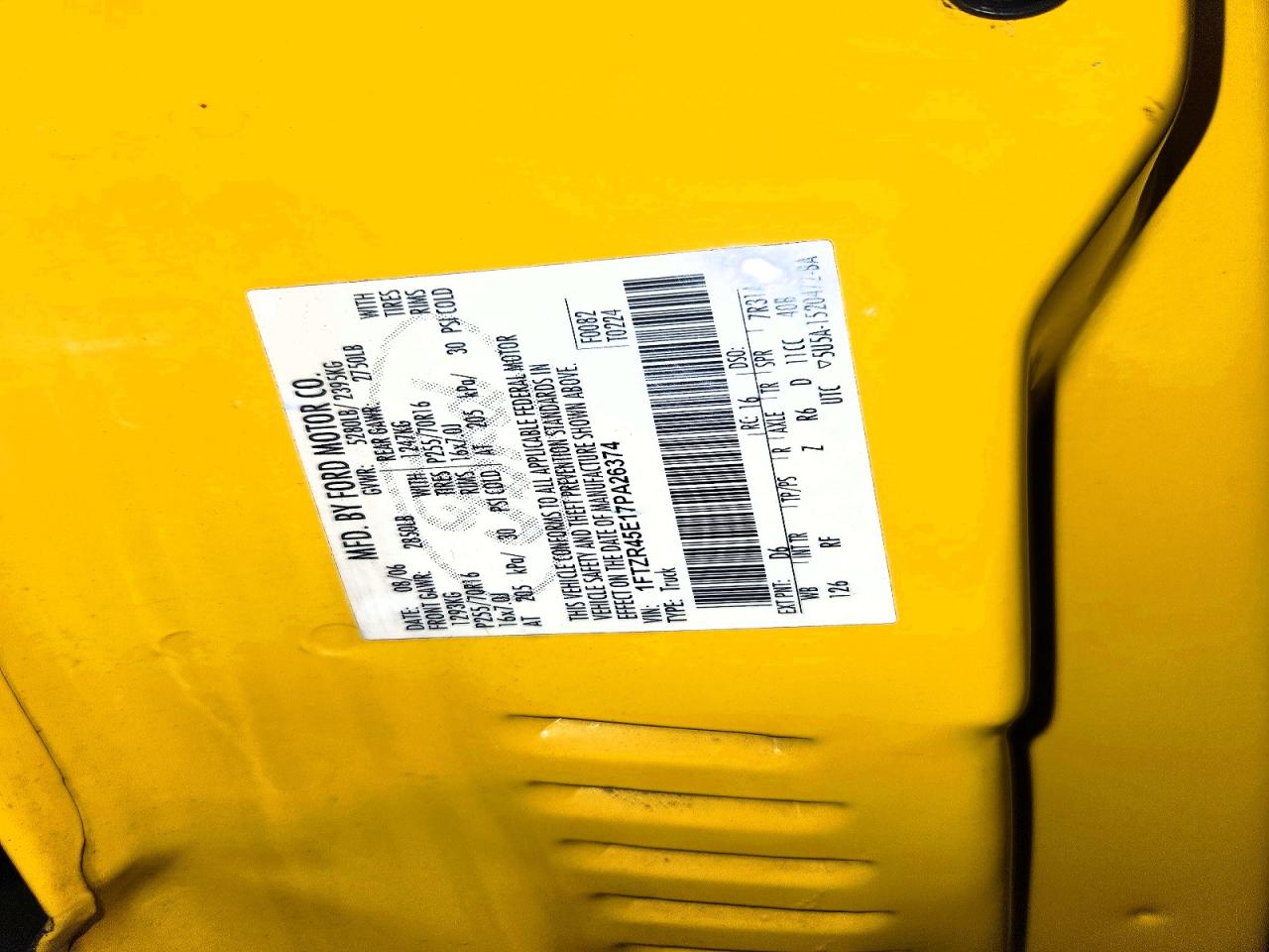 2007 Ford Ranger Super Cab Yellow vin: 1FTZR45E17PA26374