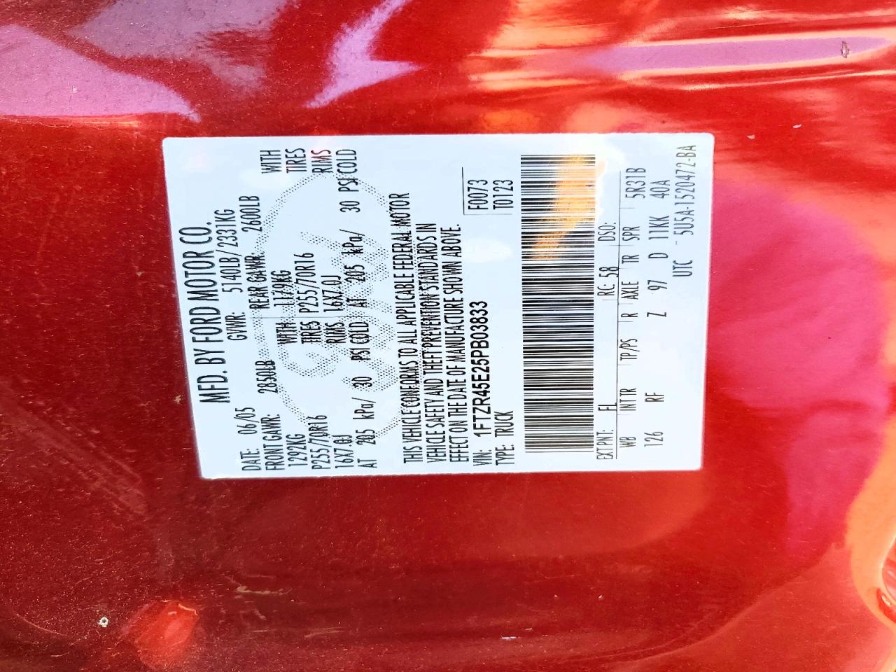 2005 Ford Ranger Super Cab Red vin: 1FTZR45E25PB03833