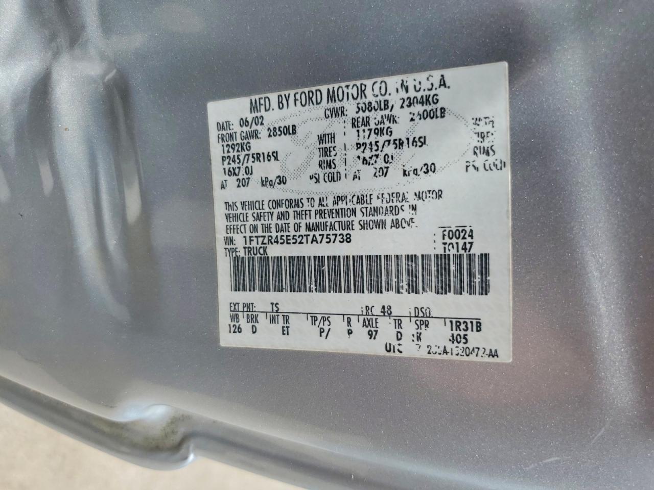 2002 Ford Ranger Super Cab Silver vin: 1FTZR45E52TA75738