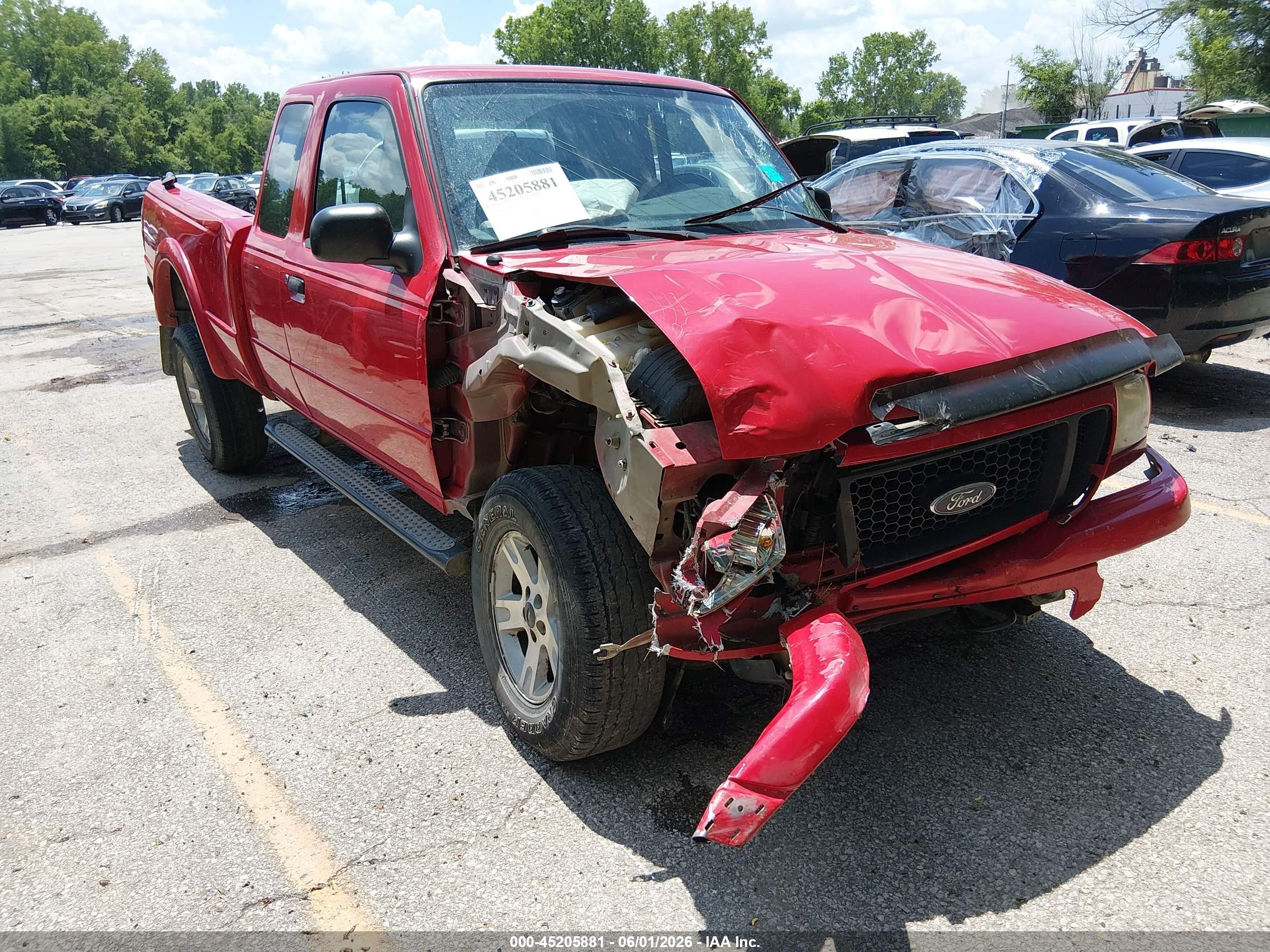 2005 Ford Ranger Edge/fx4 Level Ii/fx4 Off-road/xlt Red vin: 1FTZR45E85PA94877