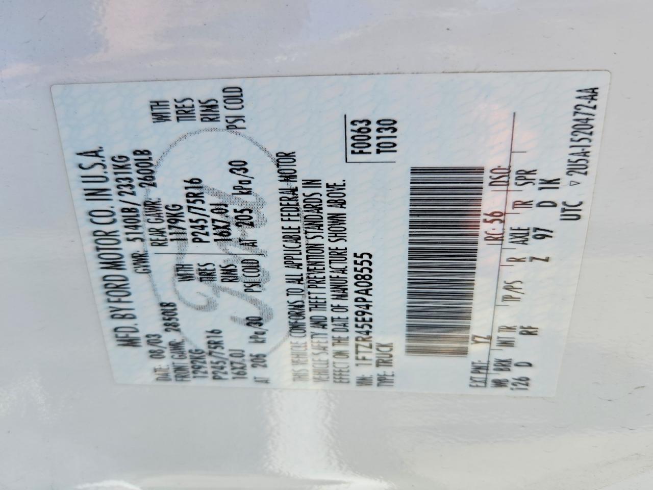 2004 Ford Ranger Super Cab White vin: 1FTZR45E94PA08555