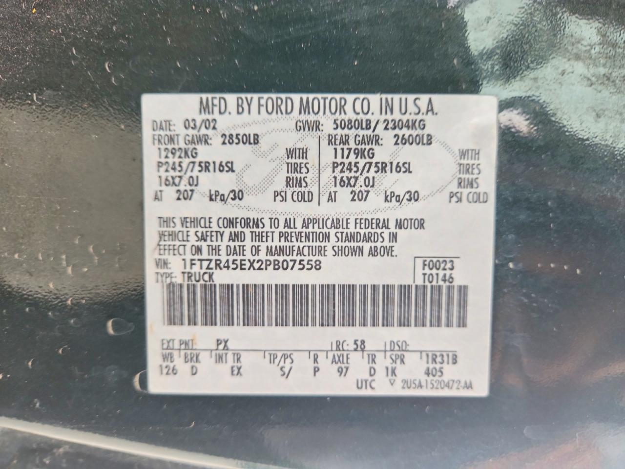 2002 Ford Ranger Super Cab Green vin: 1FTZR45EX2PB07558