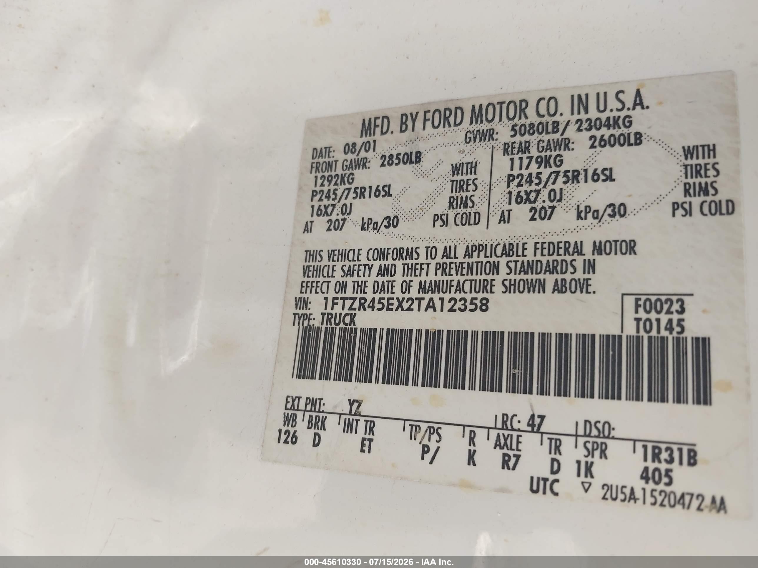 2002 Ford Ranger Edge/xlt White vin: 1FTZR45EX2TA12358