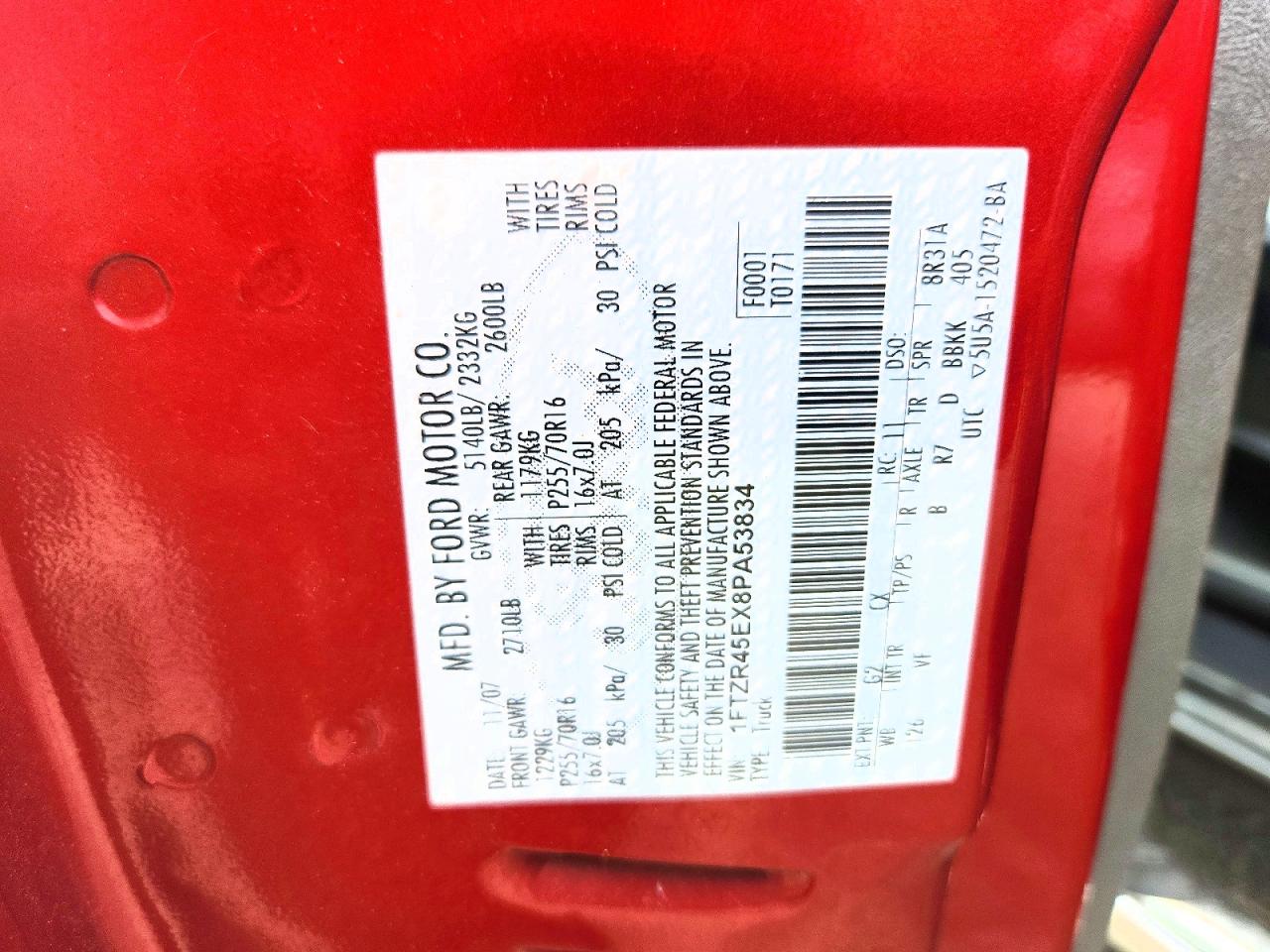 2008 Ford Ranger Super Cab Red vin: 1FTZR45EX8PA53834