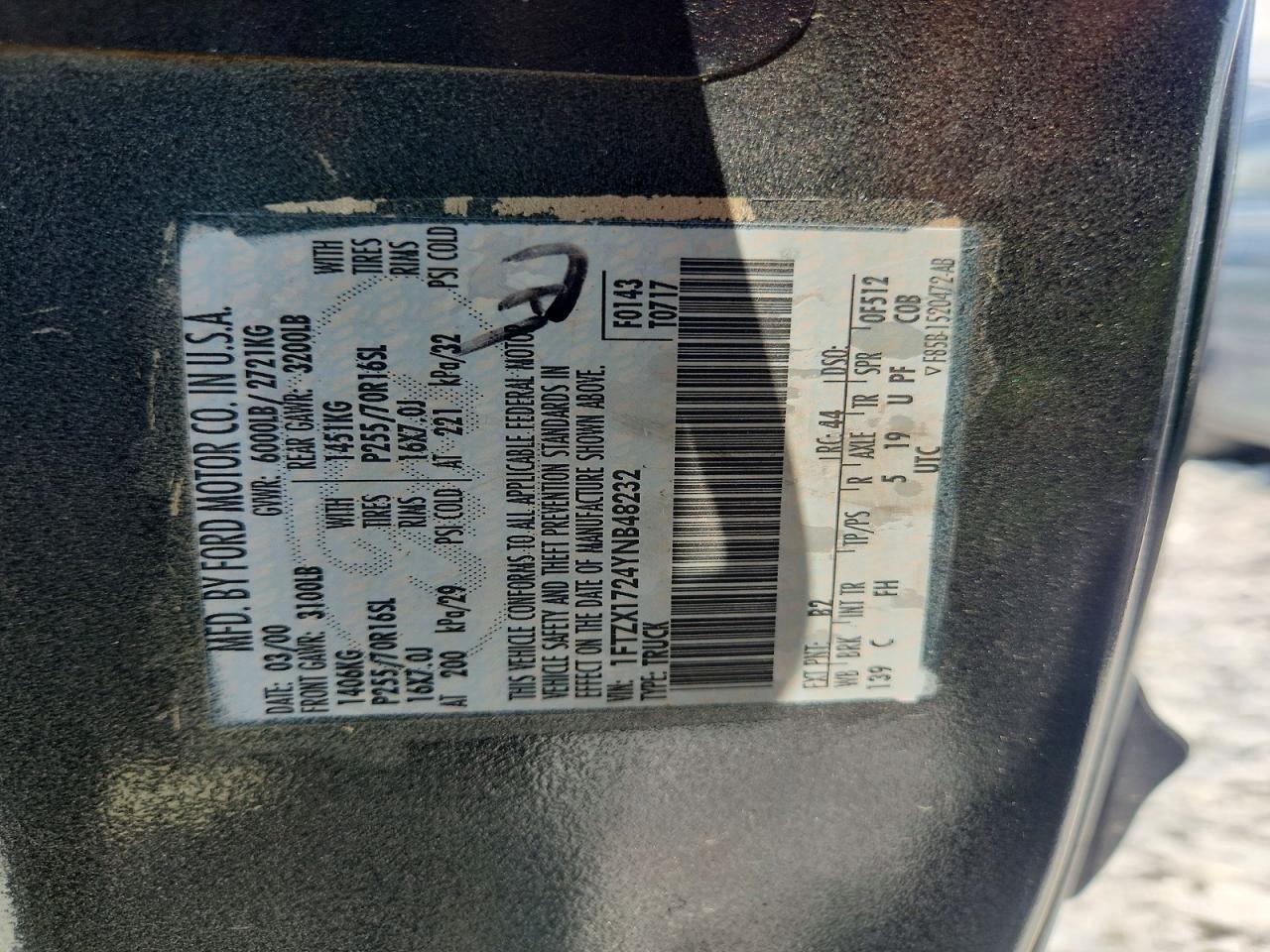 2000 Ford F150 Gray vin: 1FTZX1724YNB48232