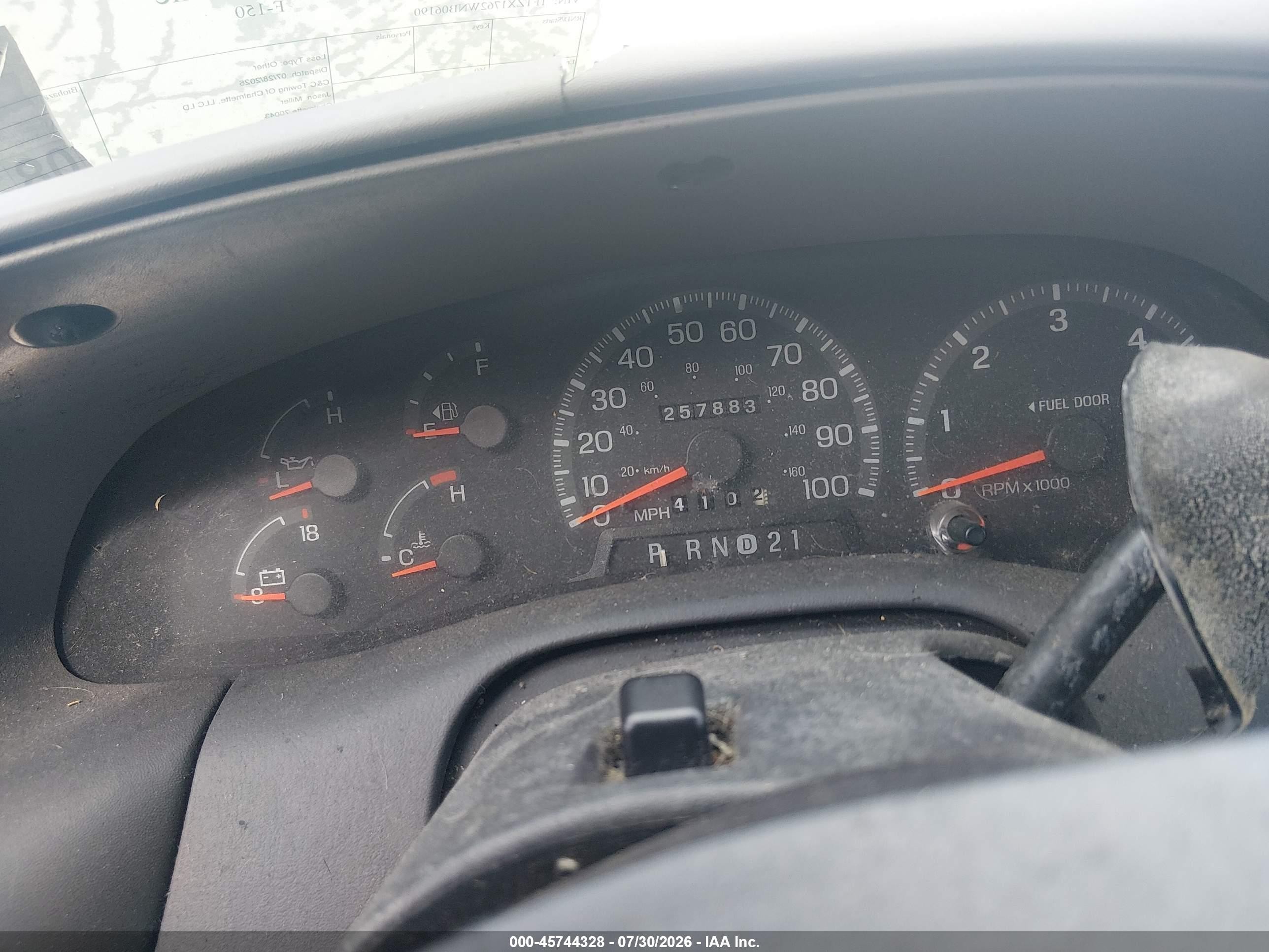 1998 Ford F-150 Lariat/standard/xl/xlt Blue vin: 1FTZX1762WNB06190