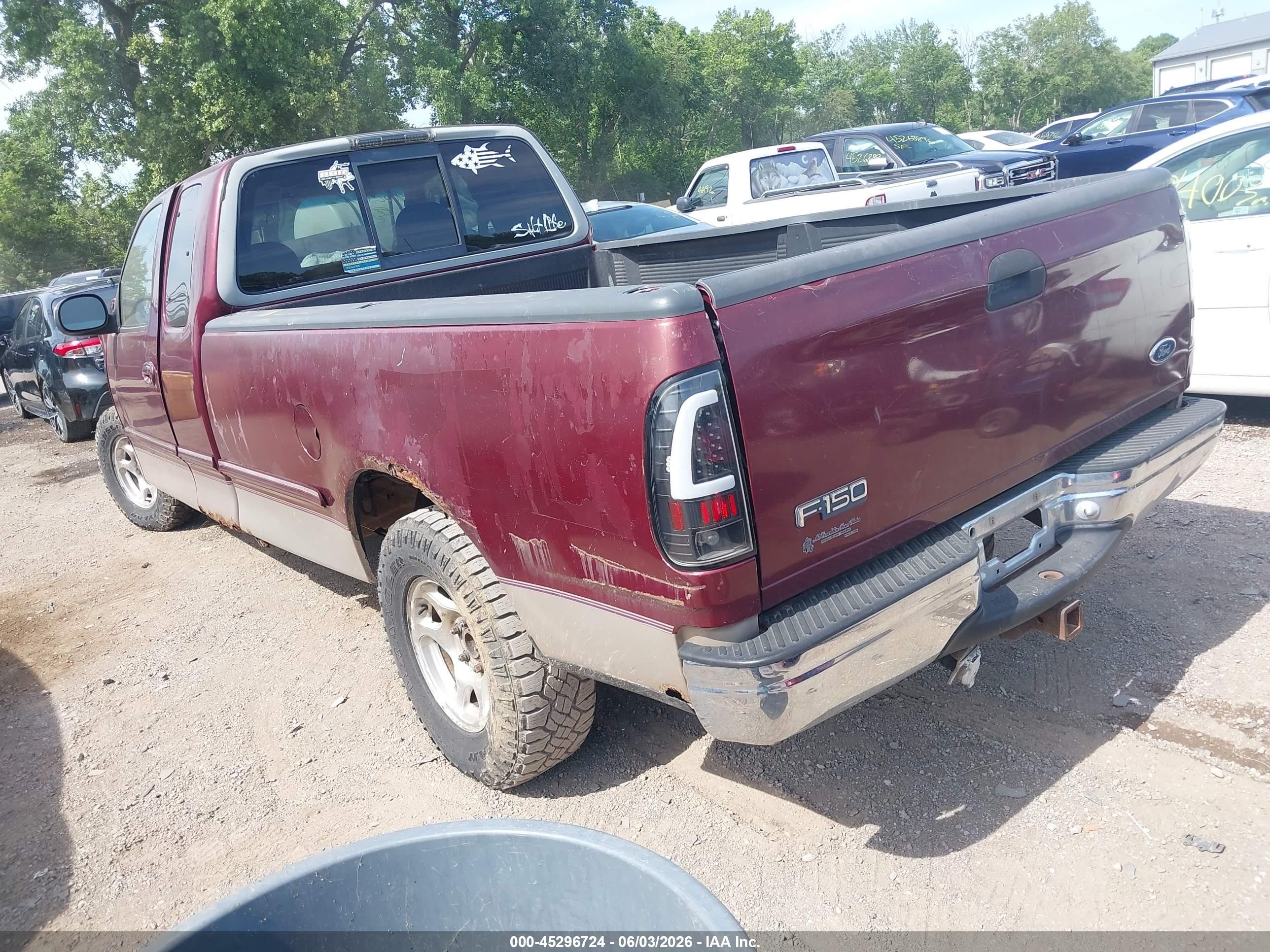 1998 Ford F-150 Lariat/standard/xl/xlt Burgundy vin: 1FTZX1764WKA53638