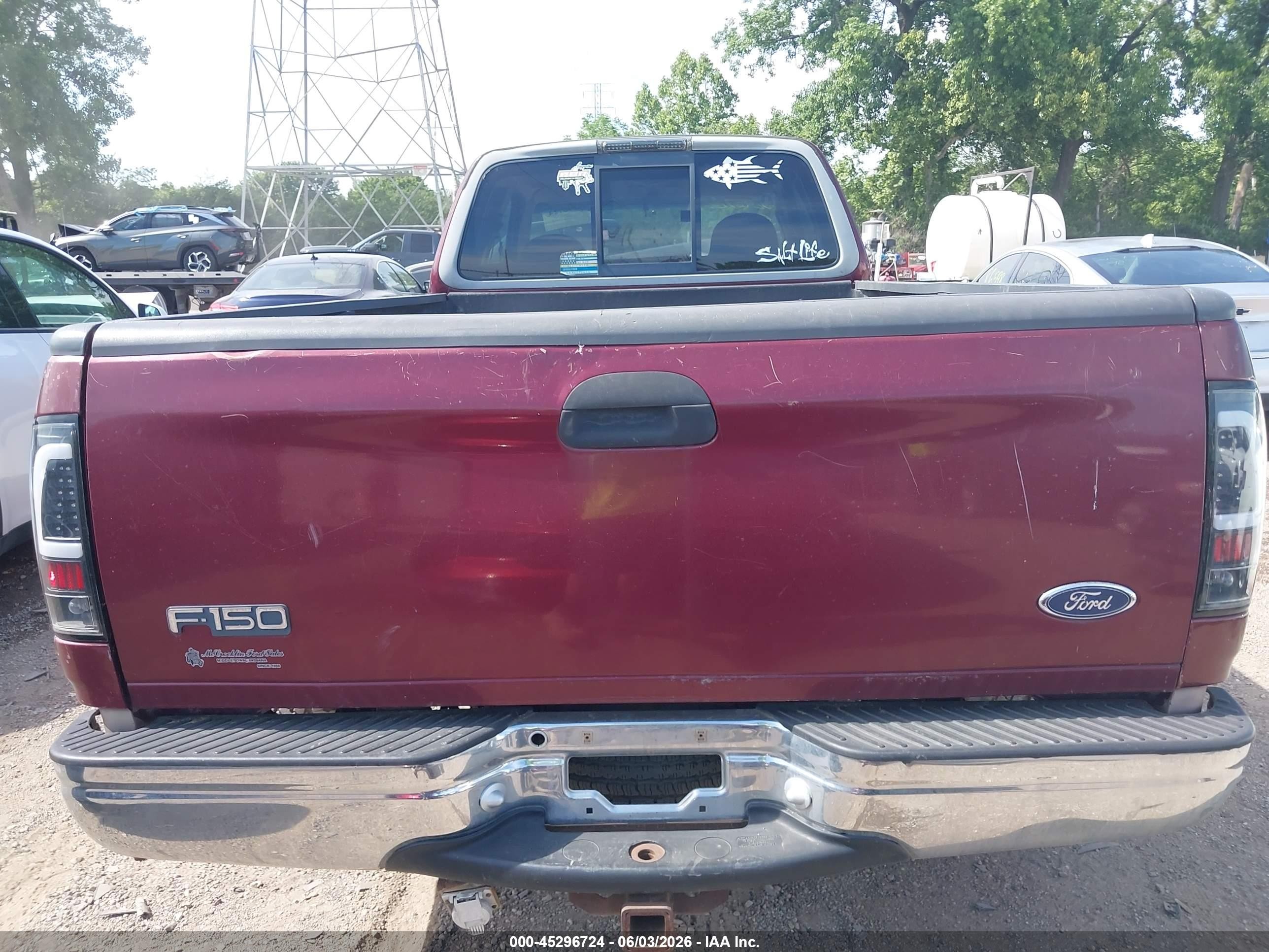 1998 Ford F-150 Lariat/standard/xl/xlt Burgundy vin: 1FTZX1764WKA53638