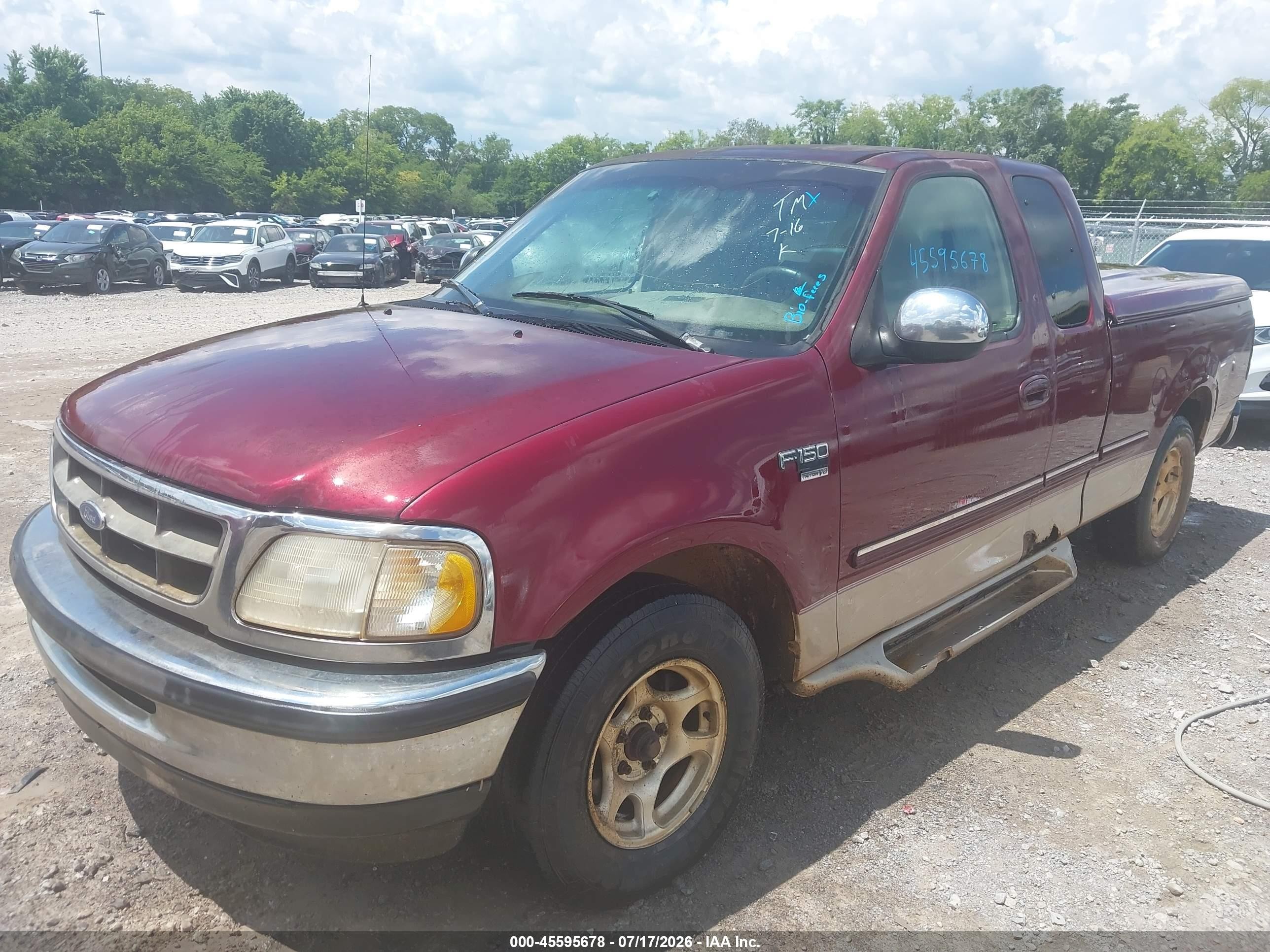 1998 Ford F-150 Lariat/standard/xl/xlt Maroon vin: 1FTZX1765WKC42749