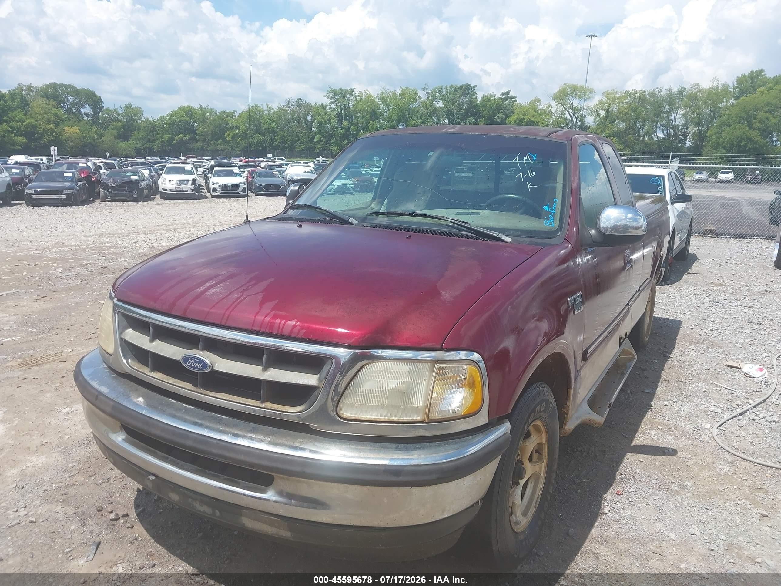 1998 Ford F-150 Lariat/standard/xl/xlt Maroon vin: 1FTZX1765WKC42749
