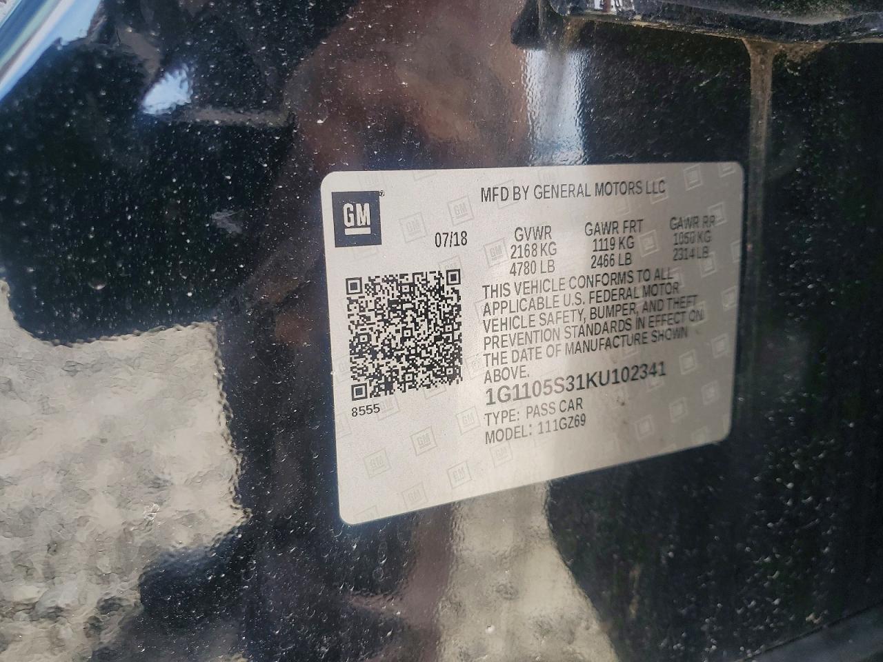 2019 Chevrolet Impala Premier Black vin: 1G1105S31KU102341