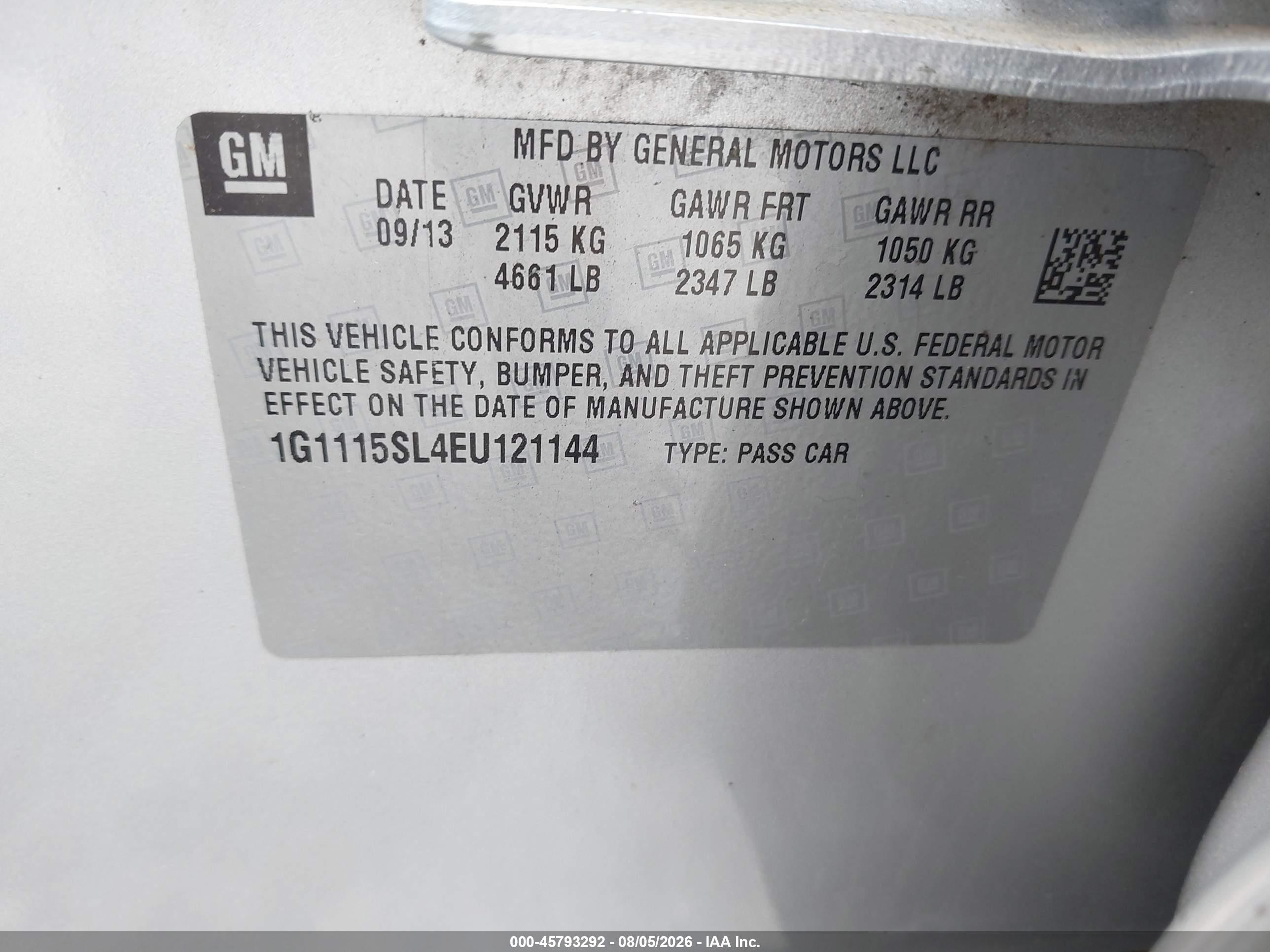 2014 Chevrolet Impala 1lt Silver vin: 1G1115SL4EU121144