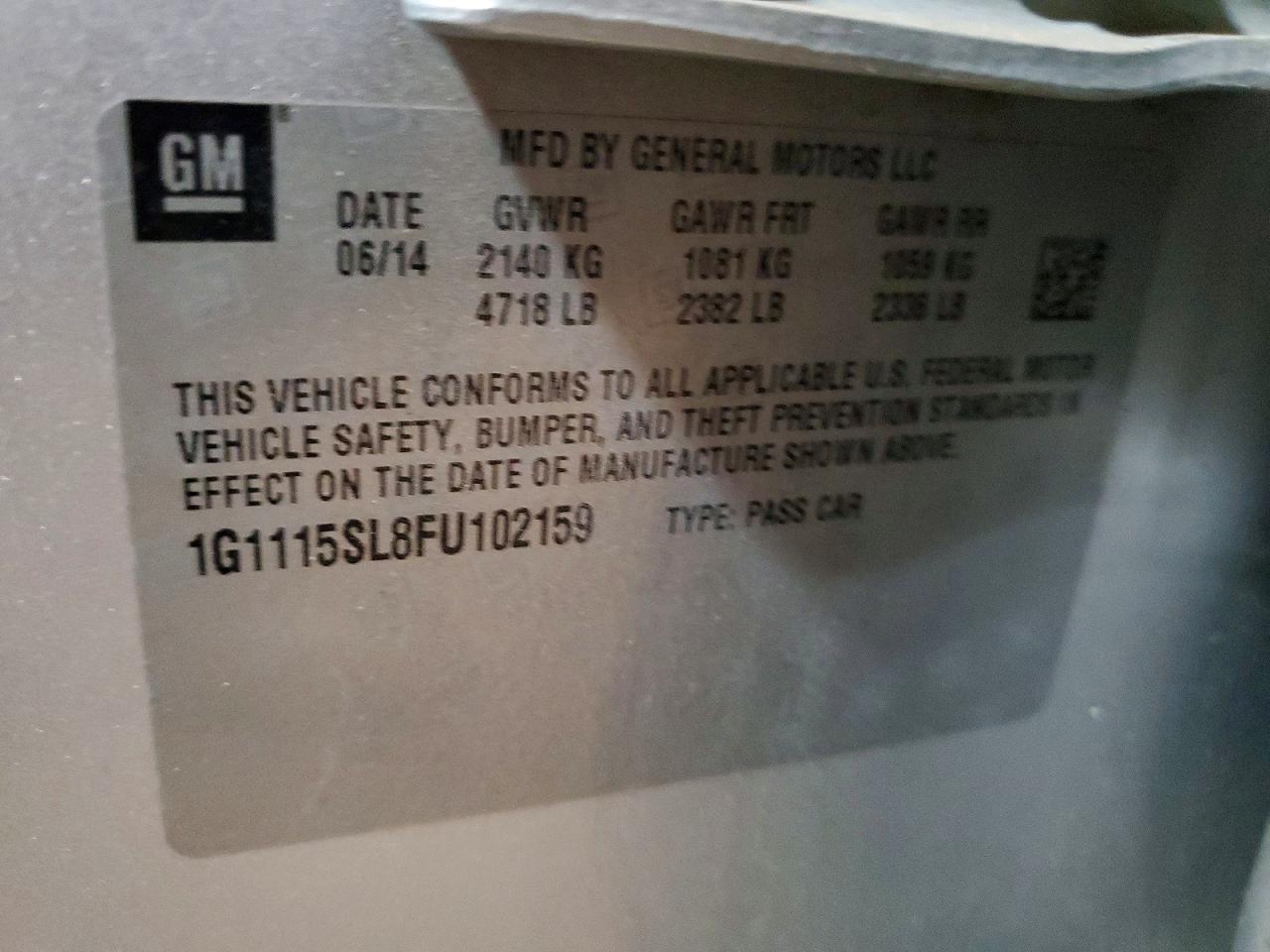 2015 Chevrolet Impala Lt Серебряный vin: 1G1115SL8FU102159