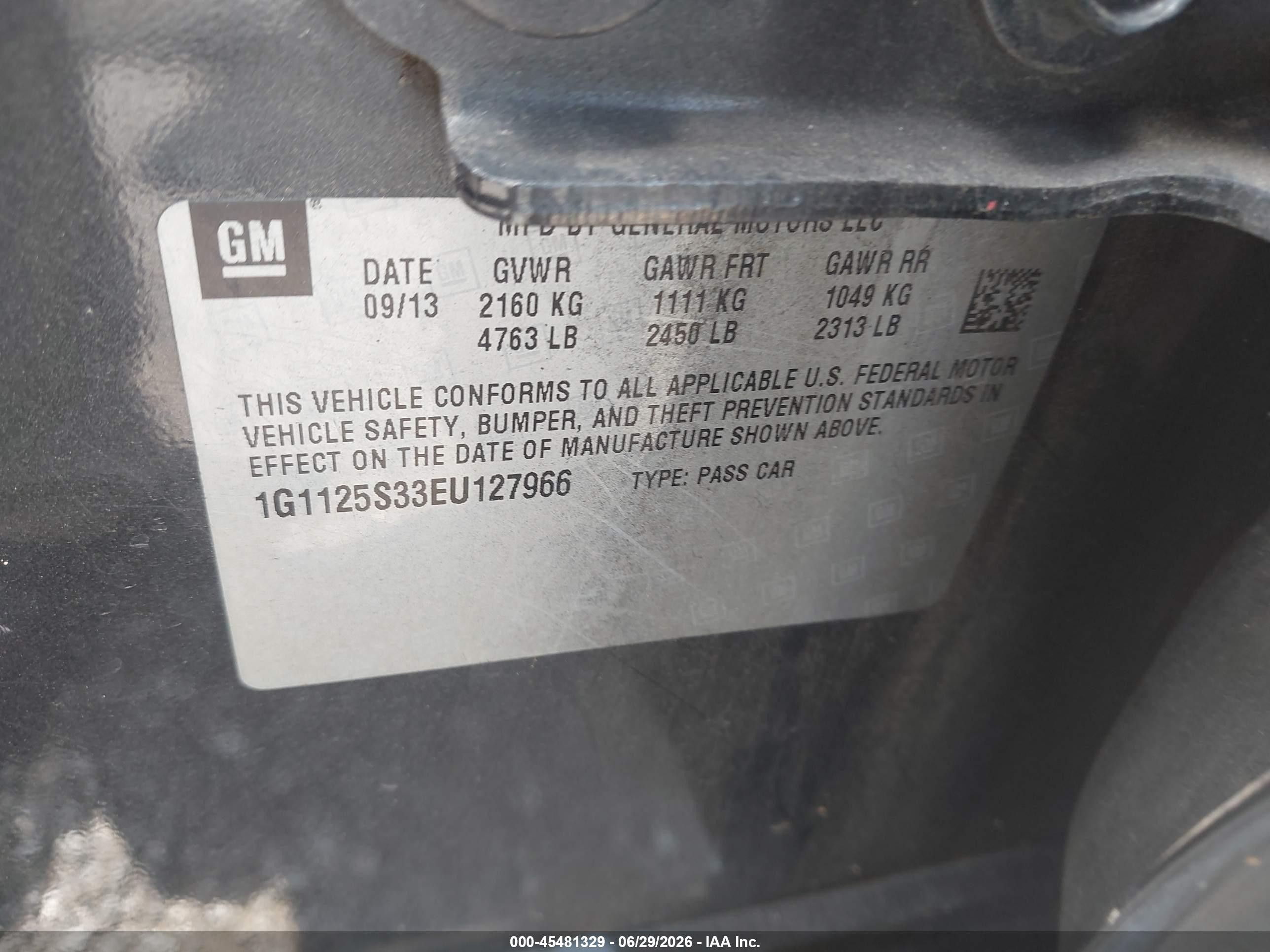 2014 Chevrolet Impala 2lt Gray vin: 1G1125S33EU127966