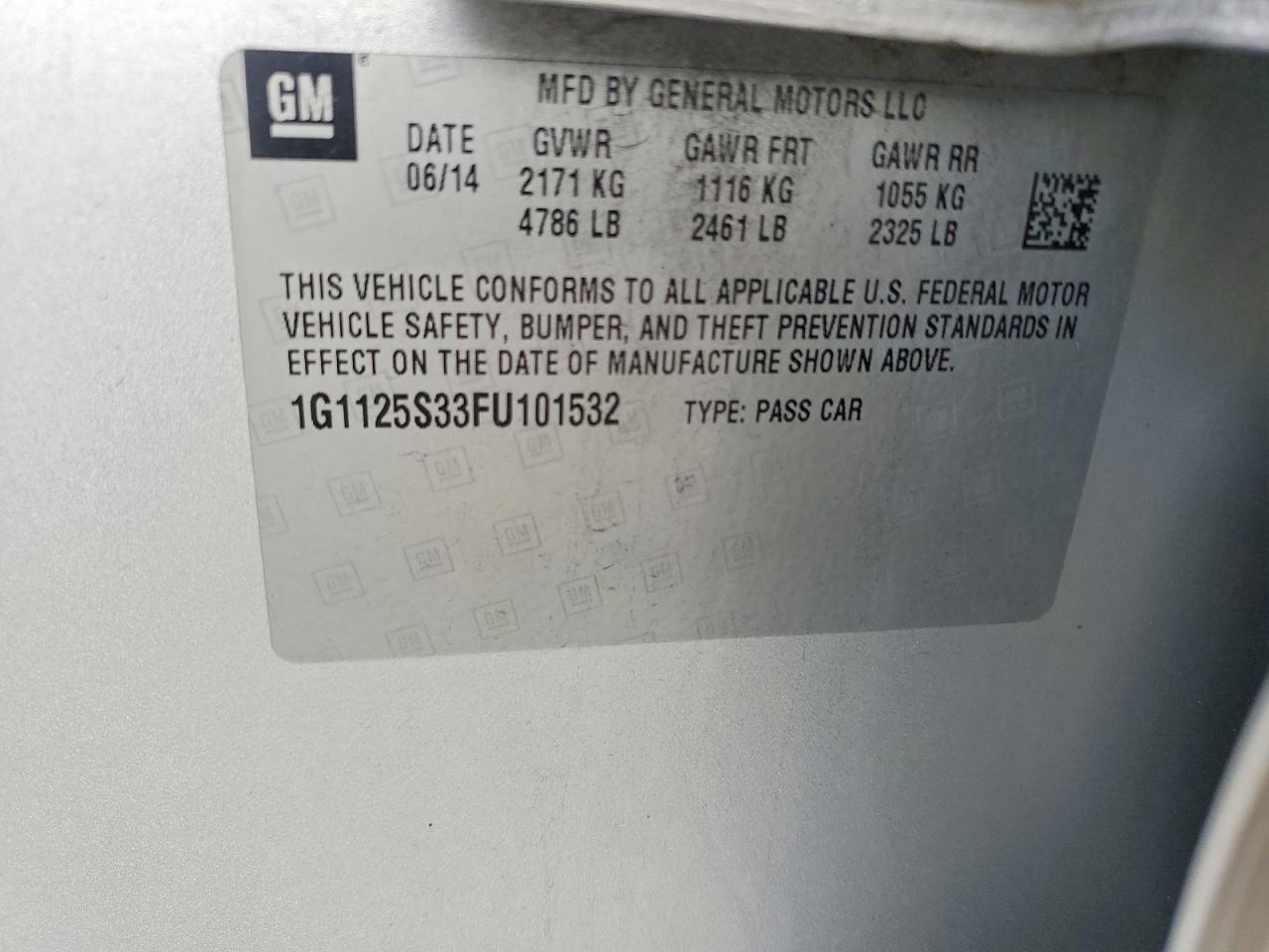 2015 Chevrolet Impala Lt Серебряный vin: 1G1125S33FU101532