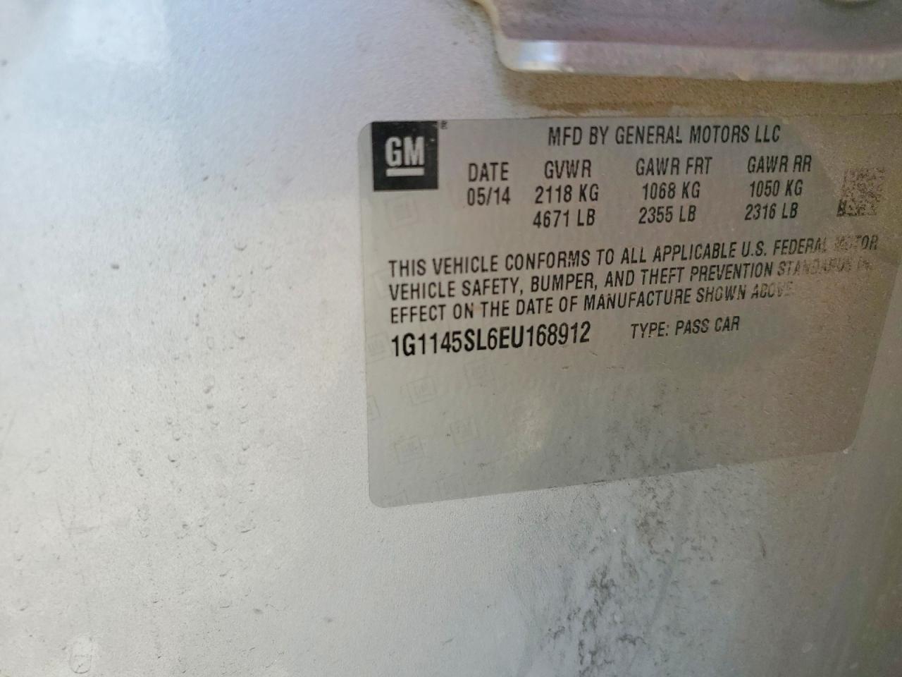 2014 Chevrolet Impala Silver vin: 1G1145SL6EU168912
