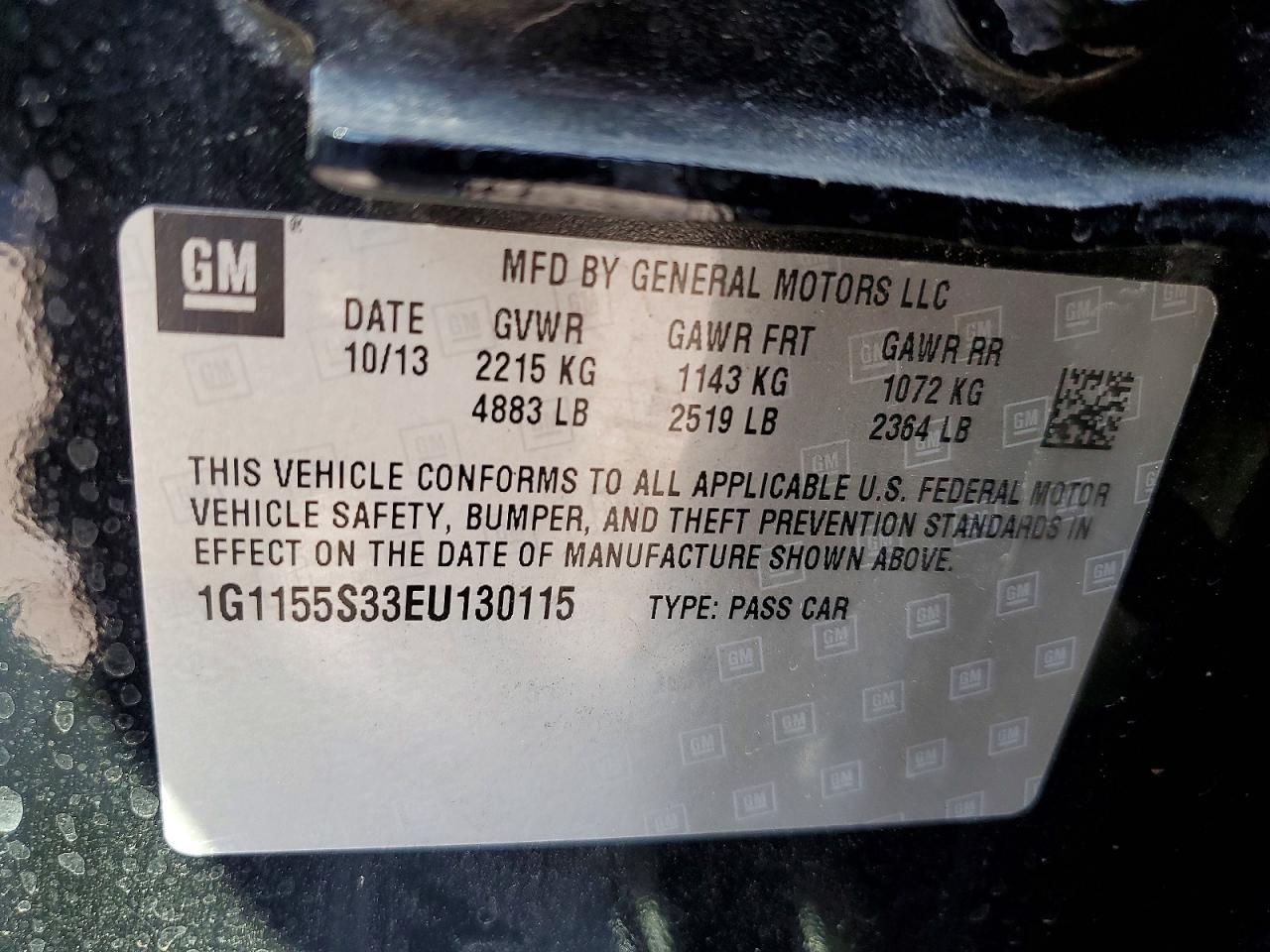 2014 Chevrolet Impala Ltz Black vin: 1G1155S33EU130115