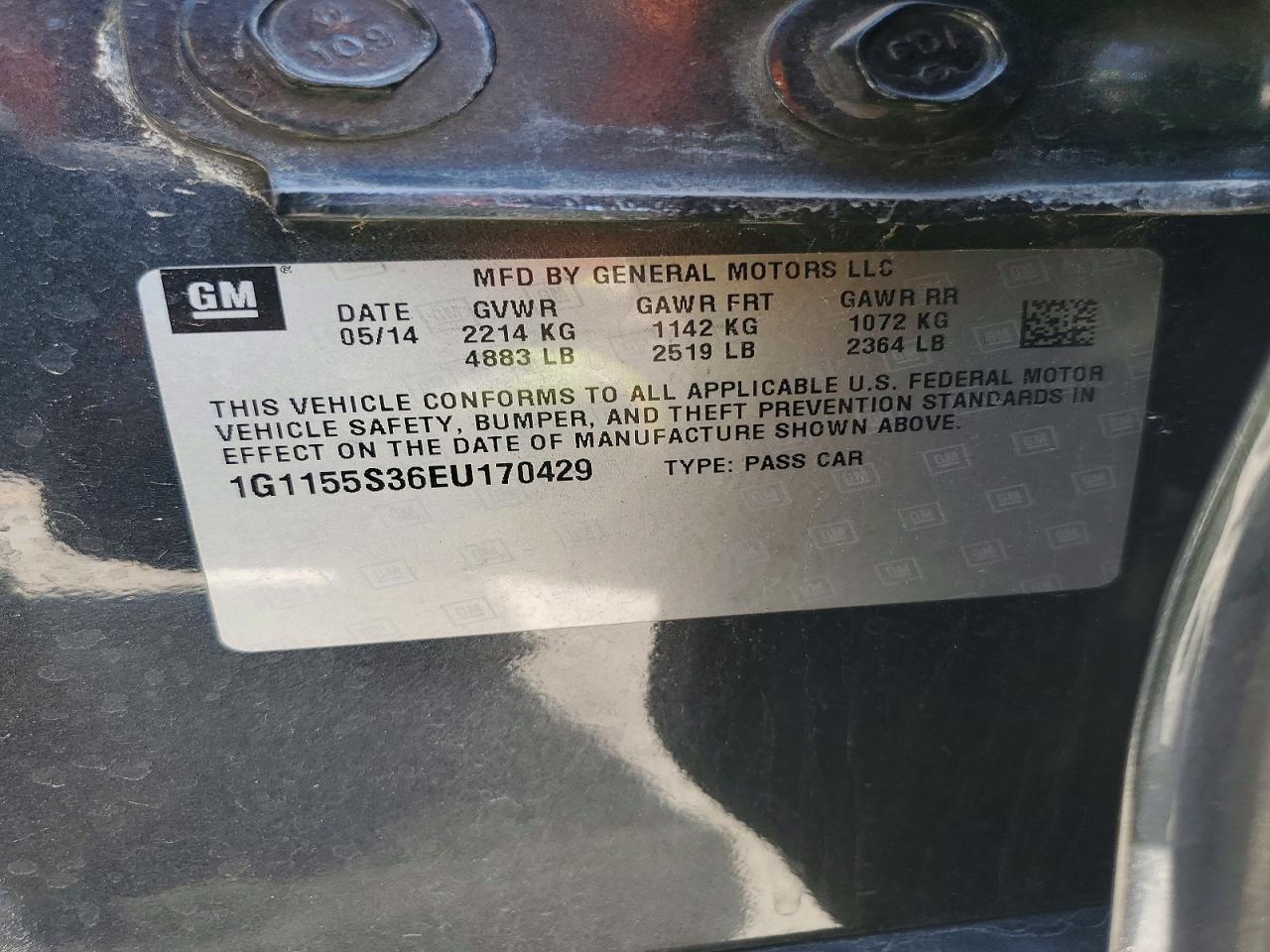 2014 Chevrolet Impala Ltz Gray vin: 1G1155S36EU170429