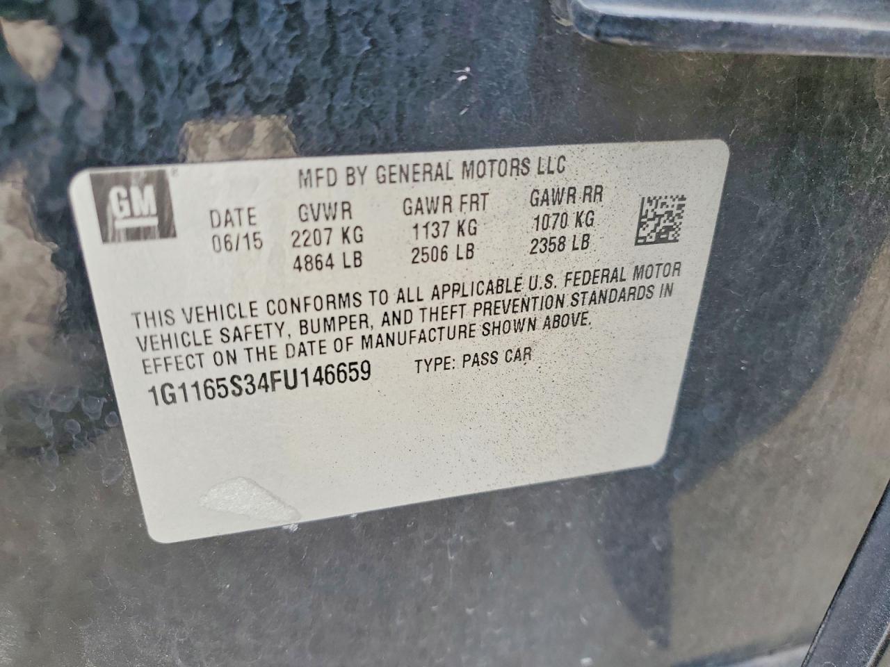 2015 Chevrolet Impala Ltz Black vin: 1G1165S34FU146659