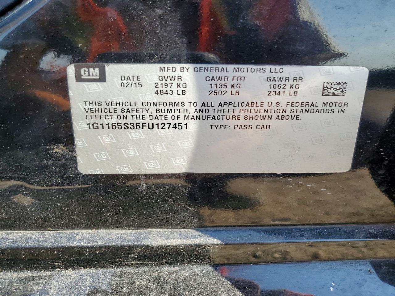 2015 Chevrolet Impala Ltz Черный vin: 1G1165S36FU127451