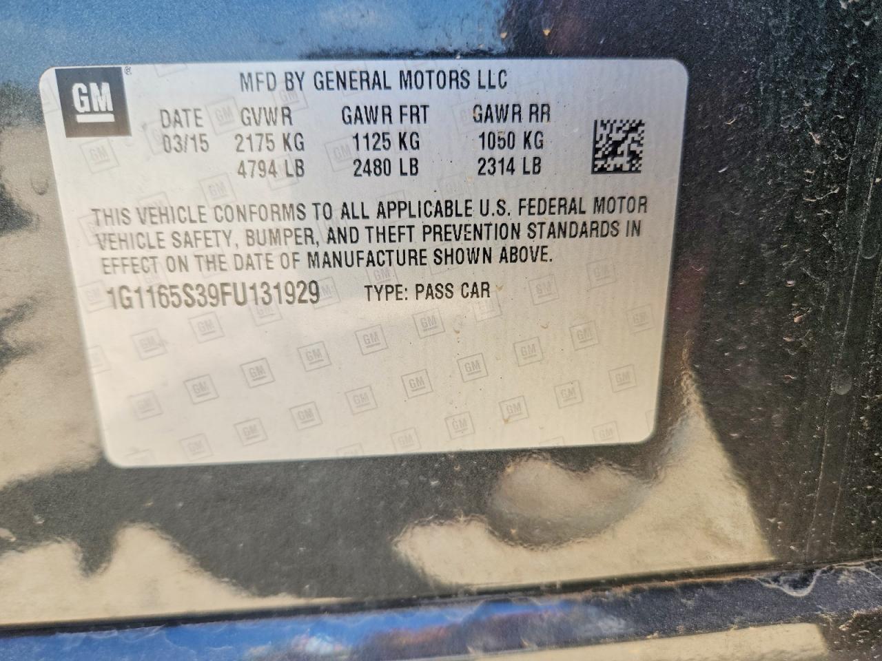 2015 Chevrolet Impala Ltz Черный vin: 1G1165S39FU131929