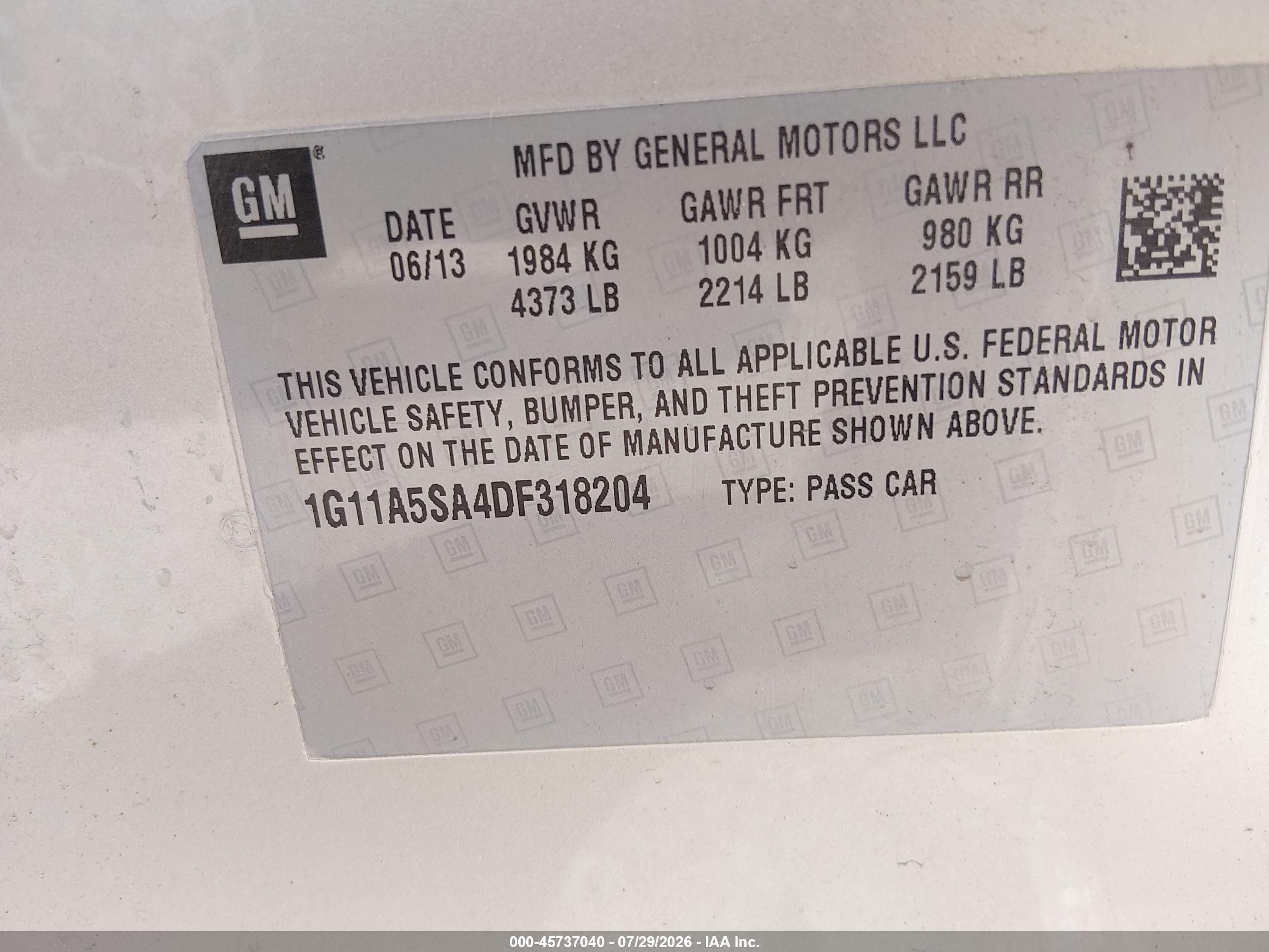 2013 Chevrolet Malibu 1fl Gold vin: 1G11A5SA4DF318204