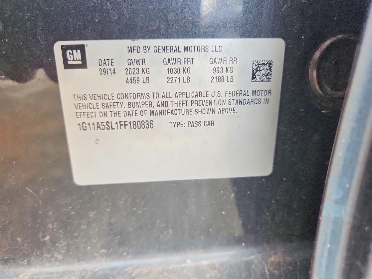 2015 Chevrolet Malibu Ls Charcoal vin: 1G11A5SL1FF180836