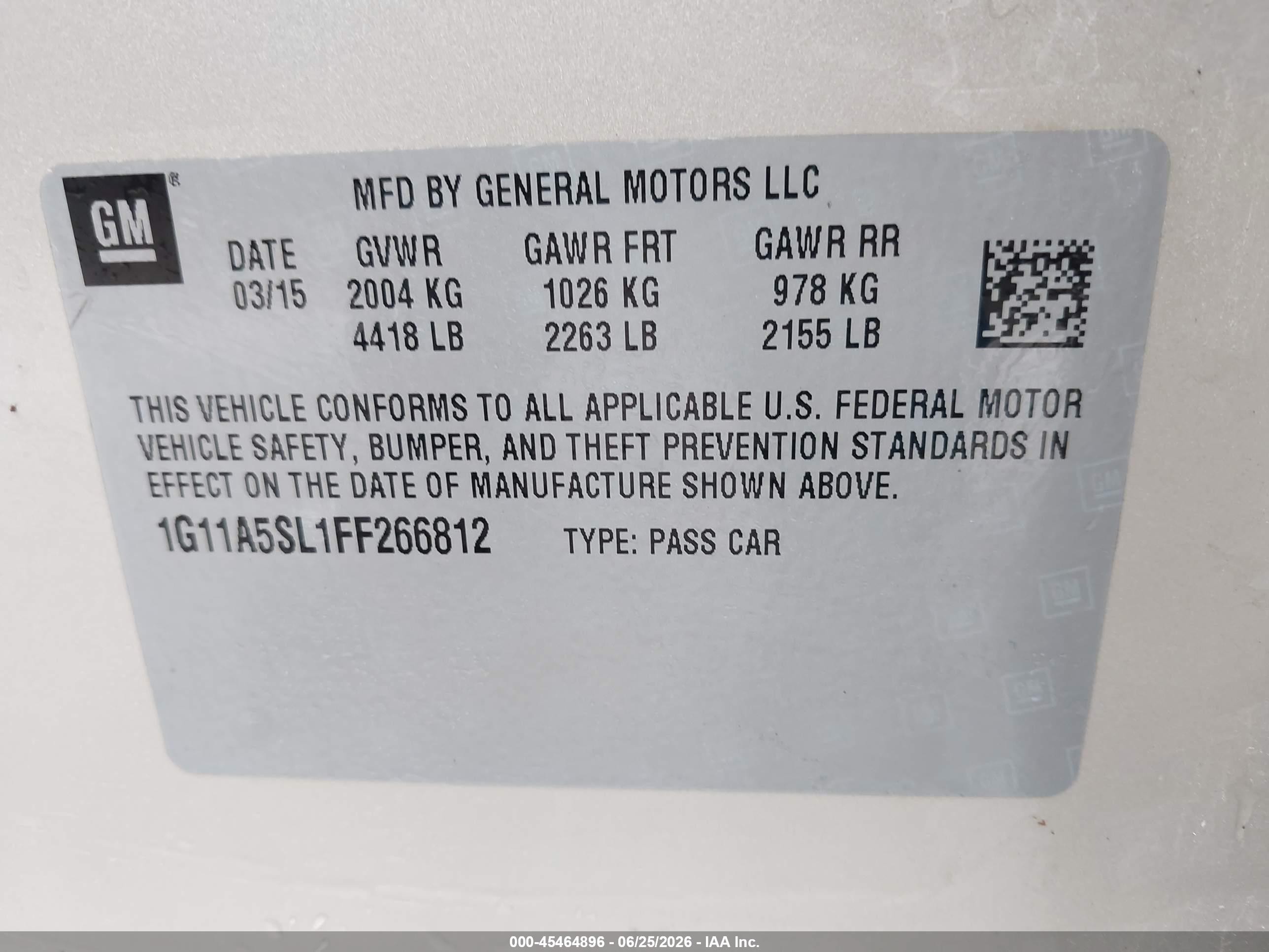 2015 Chevrolet Malibu 1fl Желто-коричневый vin: 1G11A5SL1FF266812