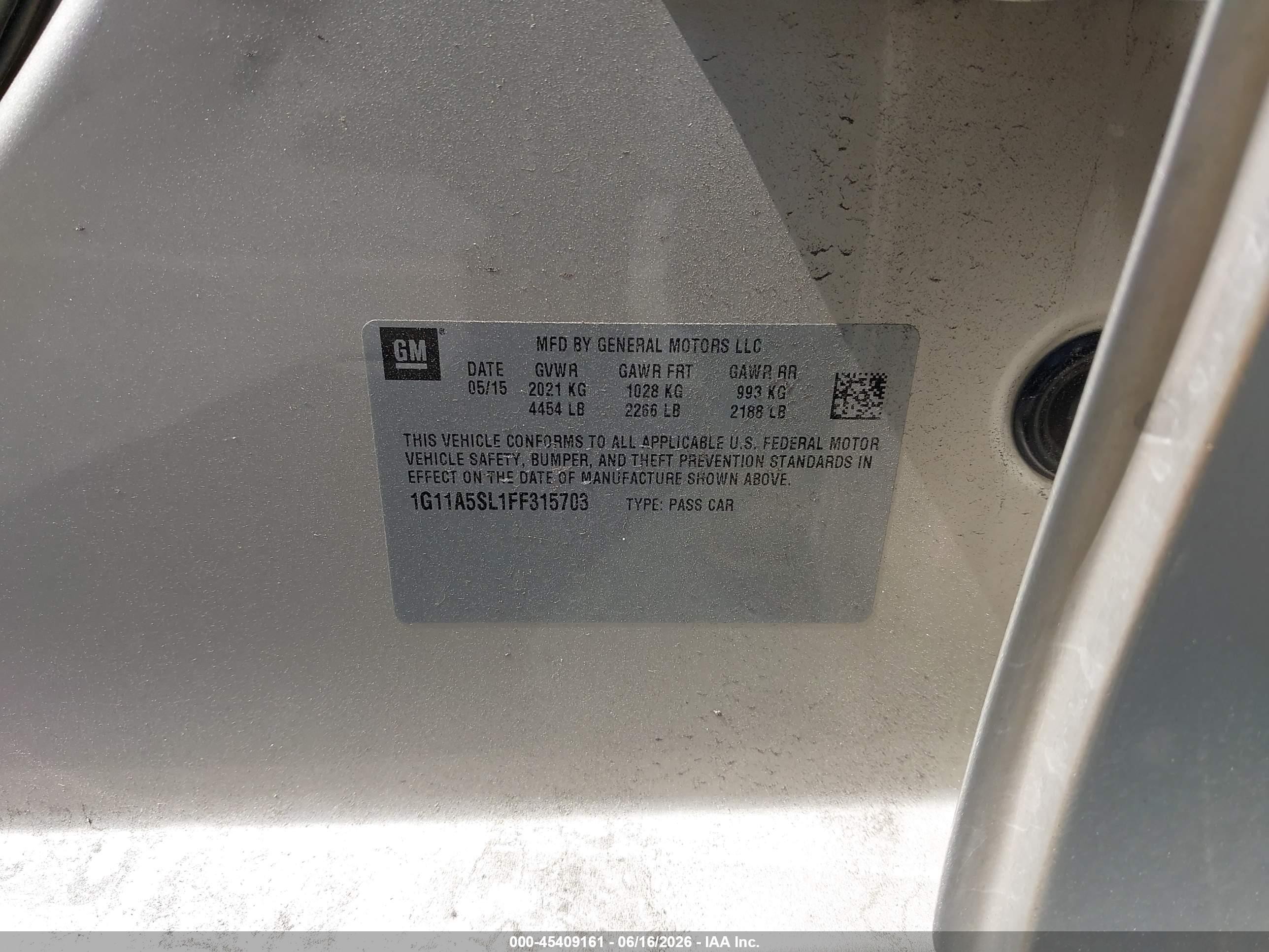 2015 Chevrolet Malibu 1fl Бежевый vin: 1G11A5SL1FF315703