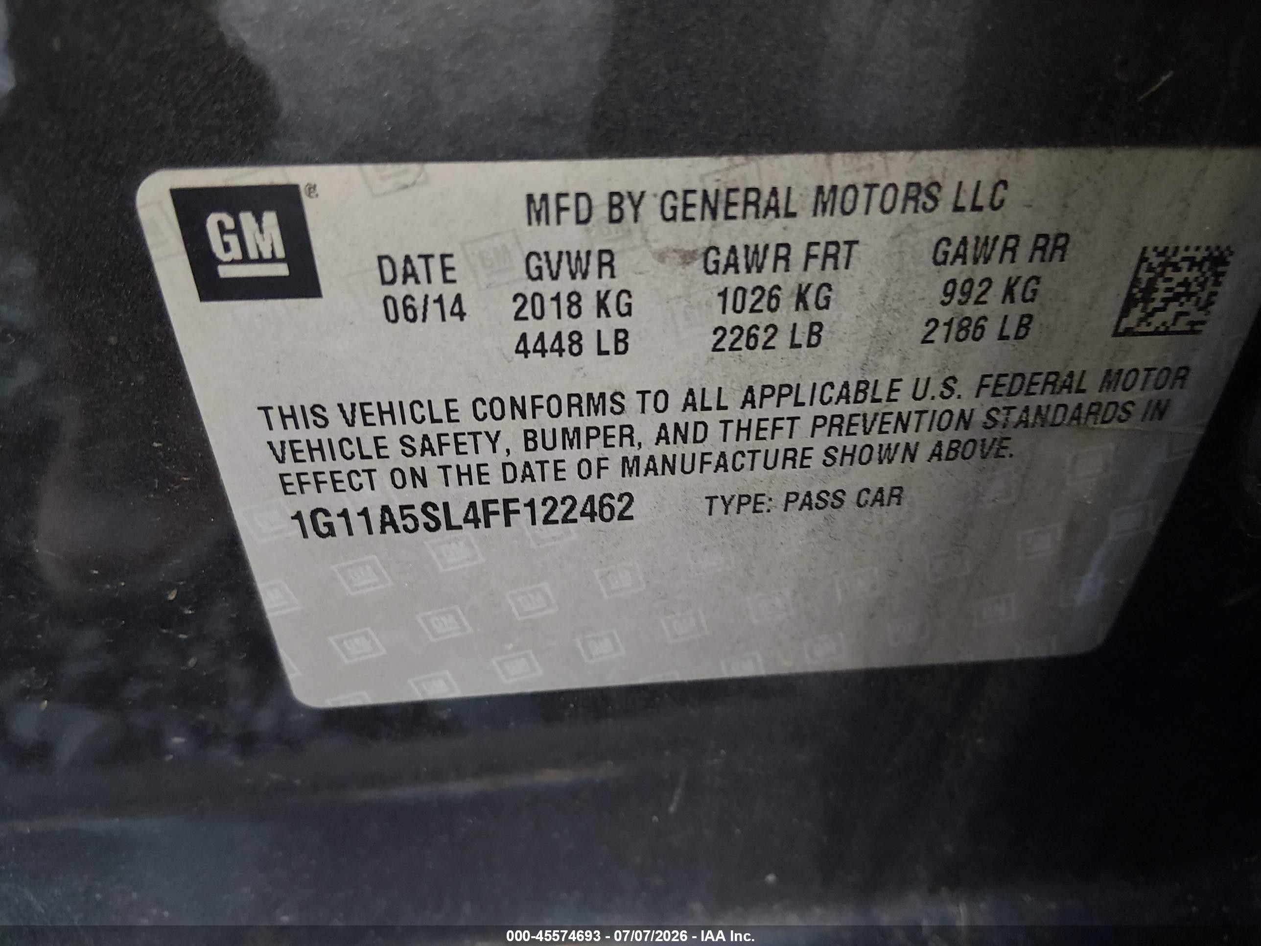 2015 Chevrolet Malibu 1fl Black vin: 1G11A5SL4FF122462