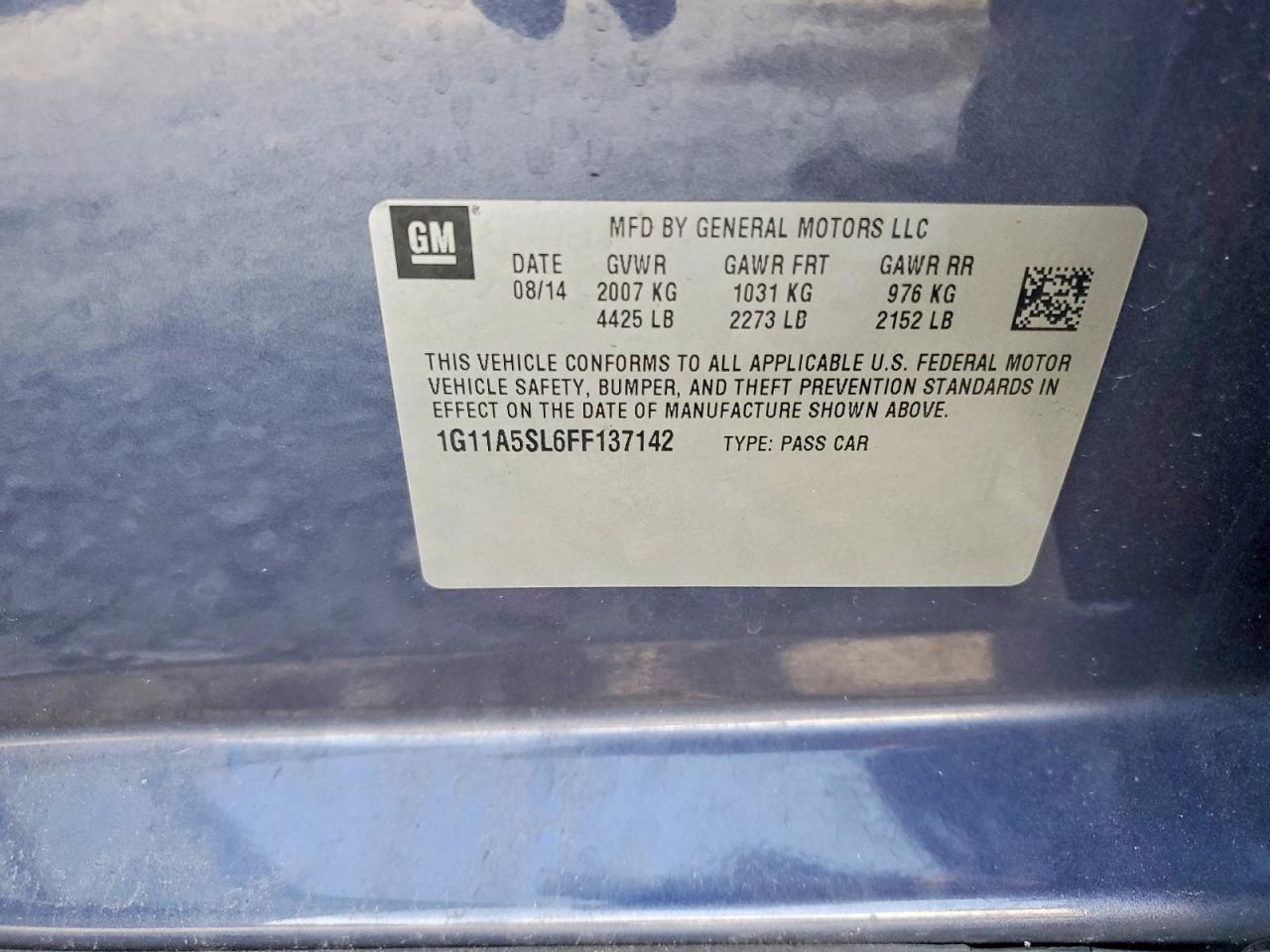 2015 Chevrolet Malibu Ls Blue vin: 1G11A5SL6FF137142