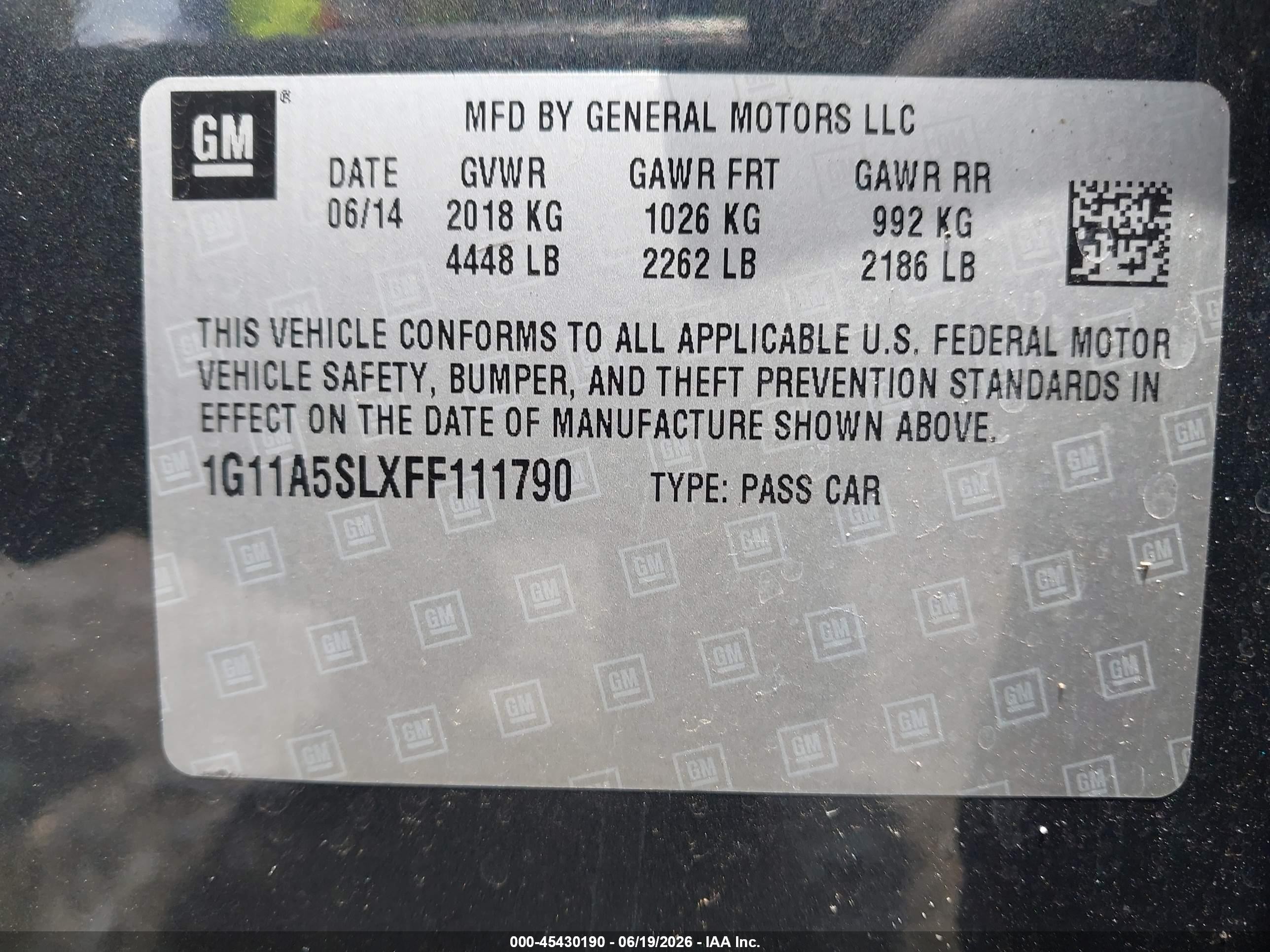 2015 Chevrolet Malibu 1fl Серый vin: 1G11A5SLXFF111790