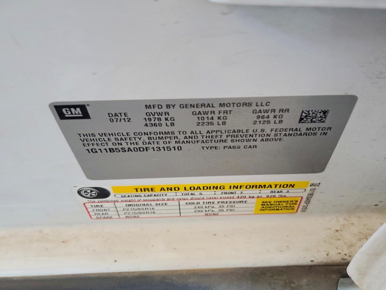 2013 Chevrolet Malibu Ls White vin: 1G11B5SA0DF131510