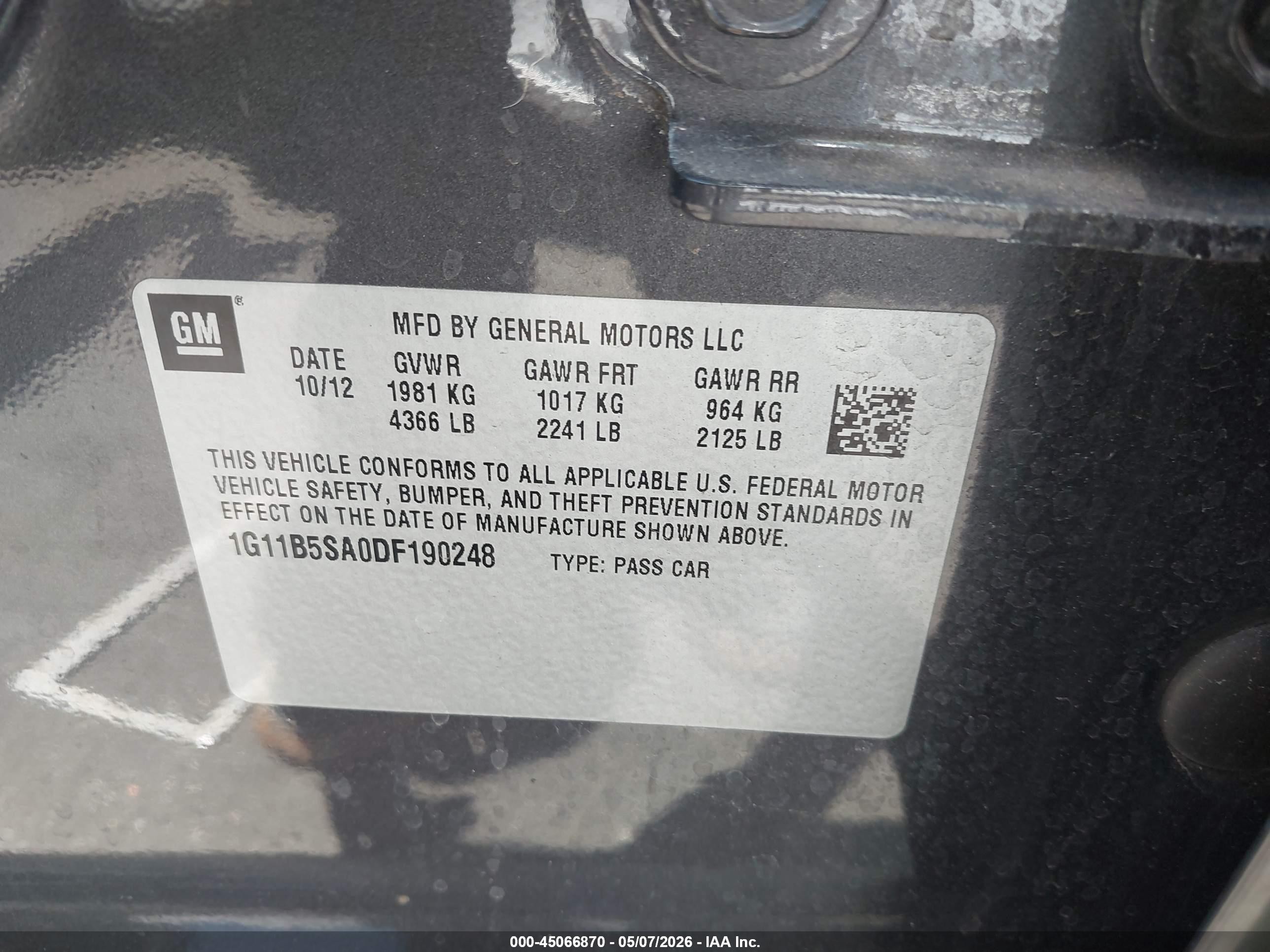 2013 Chevrolet Malibu 1ls Серый vin: 1G11B5SA0DF190248