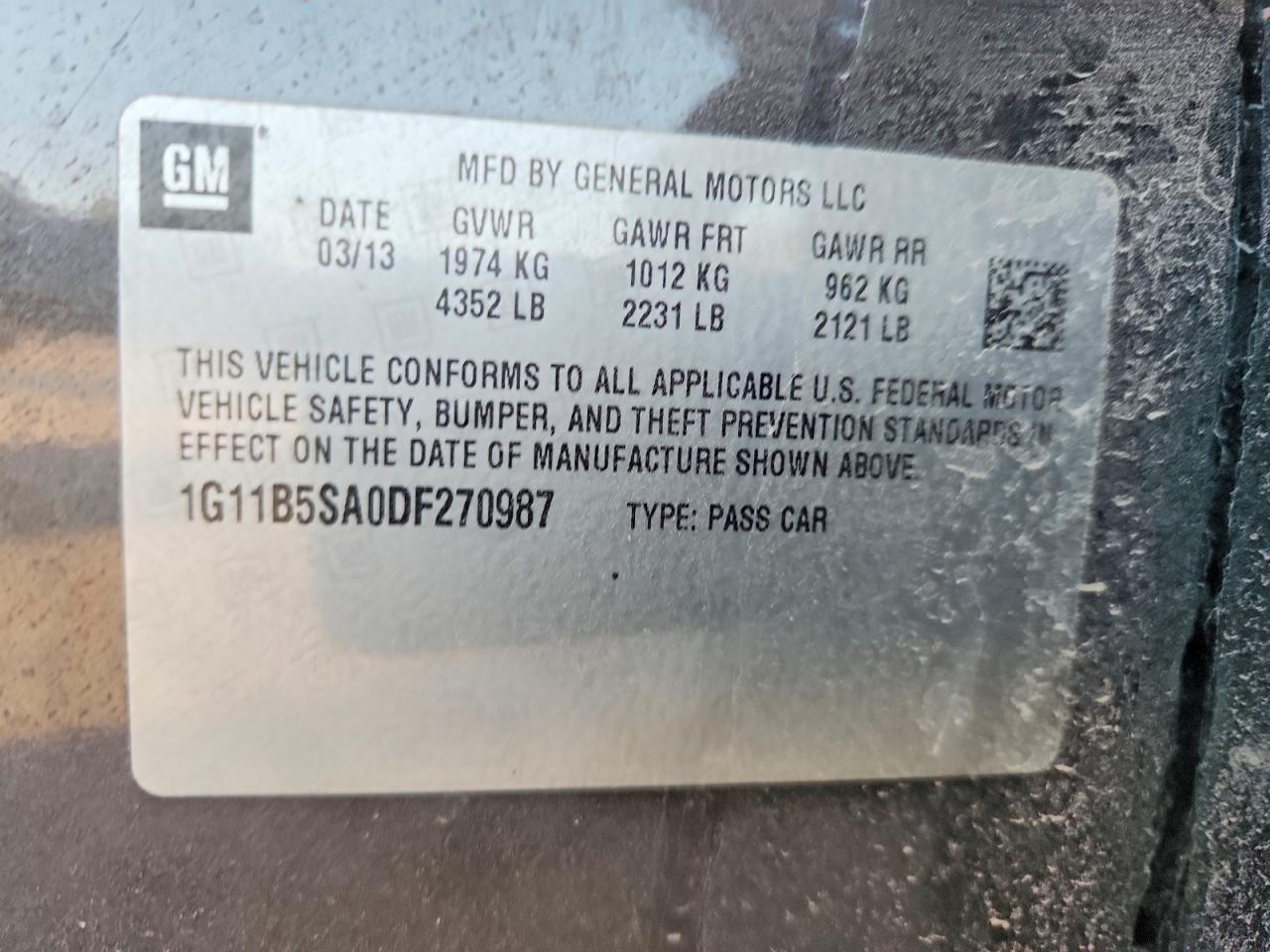 2013 Chevrolet Malibu Ls Угольный vin: 1G11B5SA0DF270987