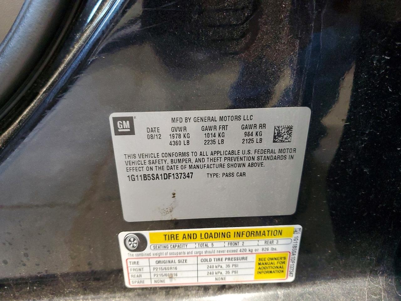 2013 Chevrolet Malibu Ls Black vin: 1G11B5SA1DF137347