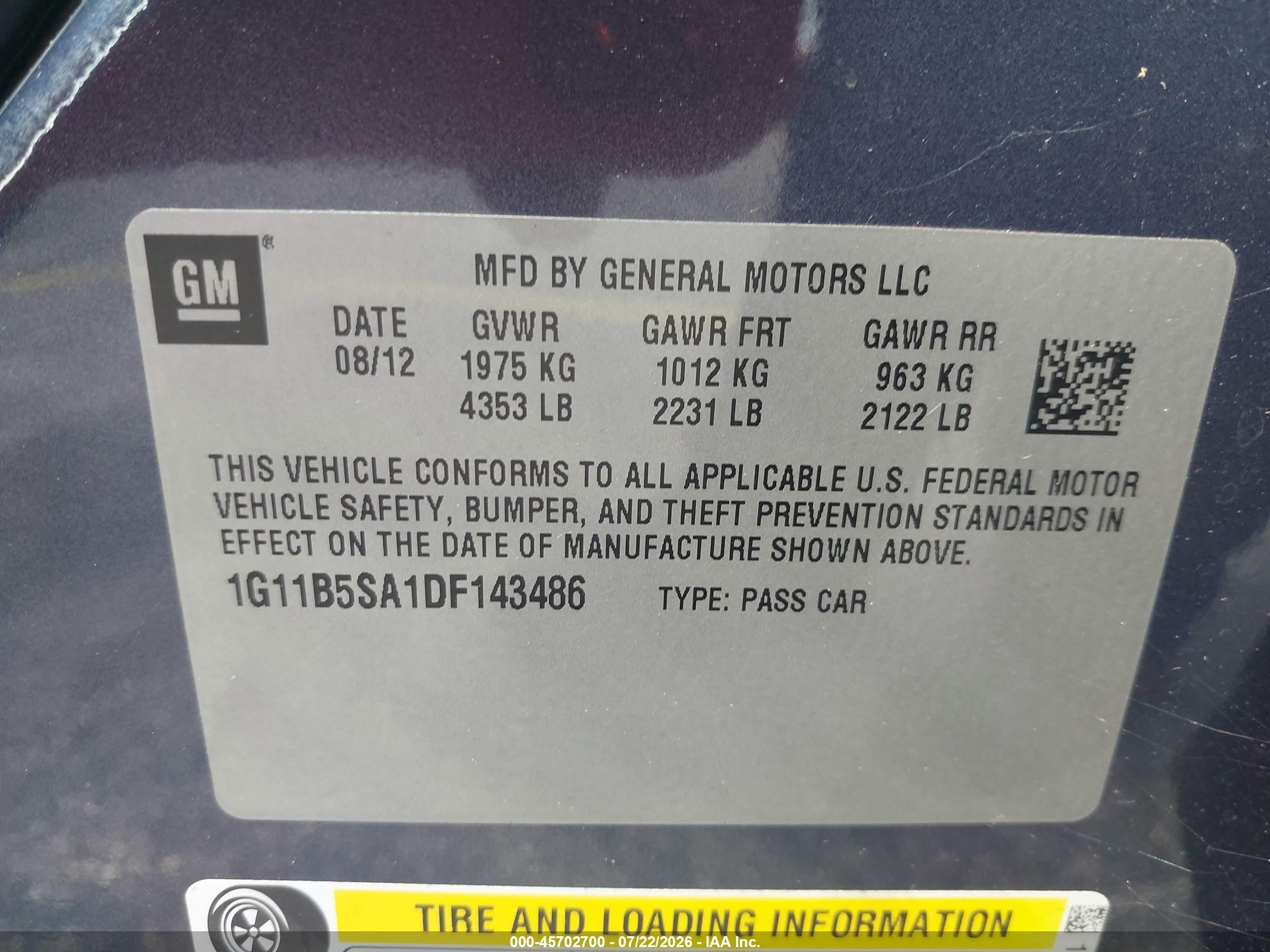 2013 Chevrolet Malibu 1ls Blue vin: 1G11B5SA1DF143486