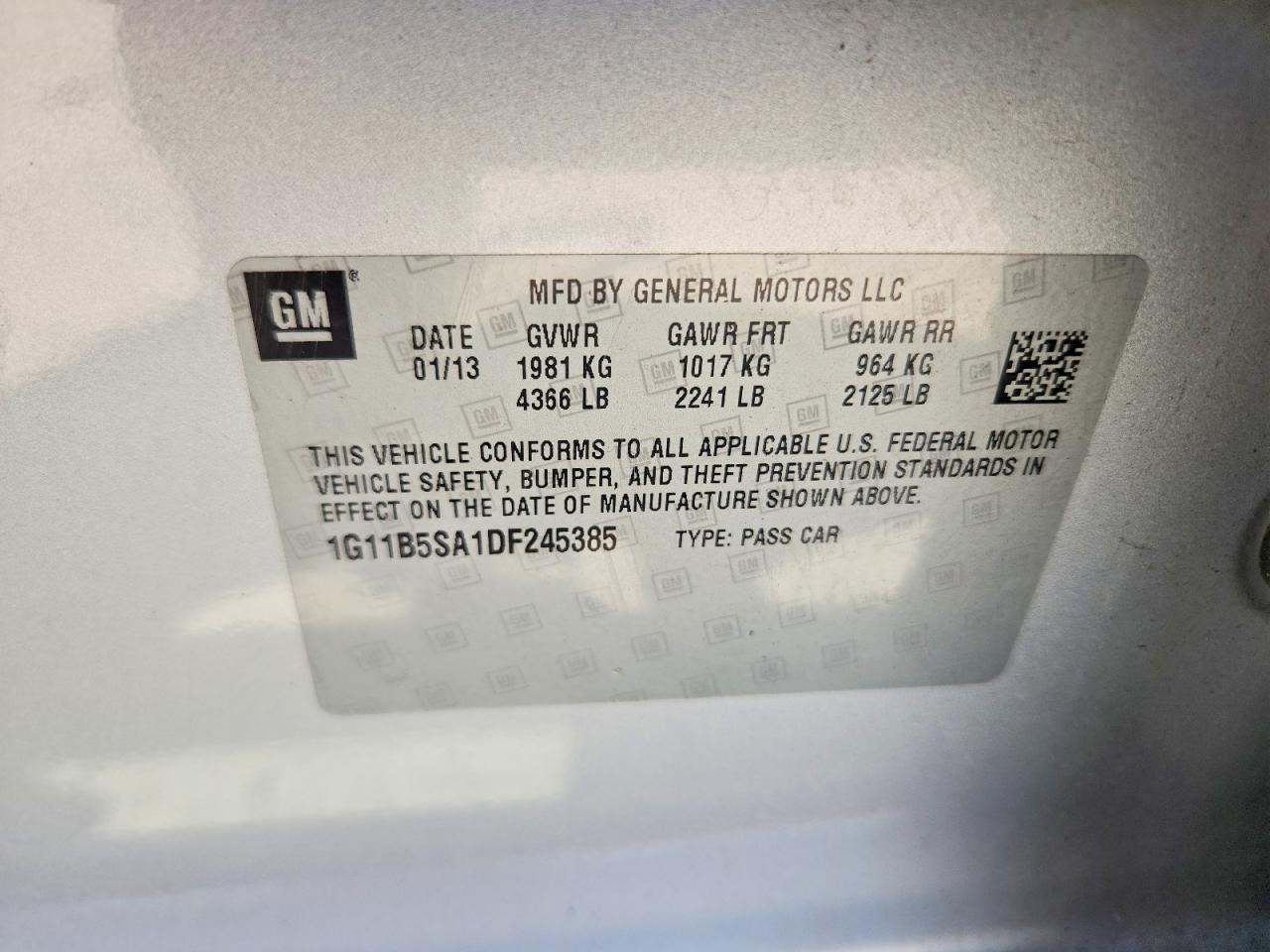 2013 Chevrolet Malibu Ls Silver vin: 1G11B5SA1DF245385
