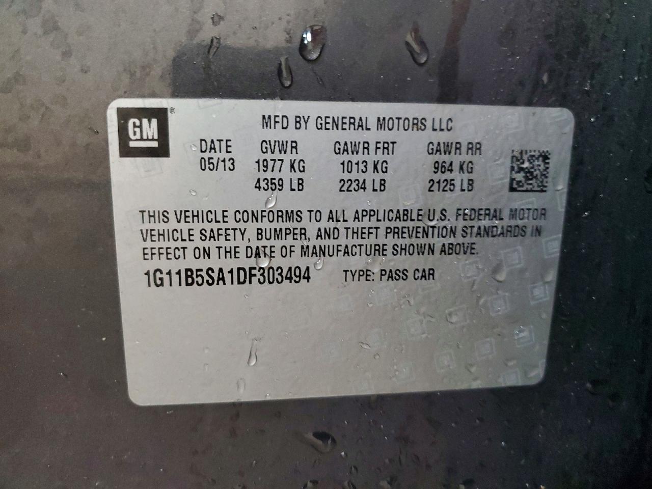 2013 Chevrolet Malibu Ls Серый vin: 1G11B5SA1DF303494