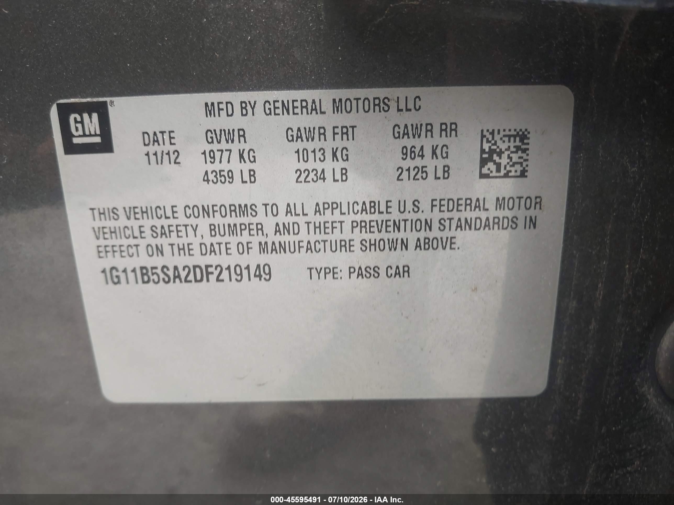 2013 Chevrolet Malibu 1ls Gray vin: 1G11B5SA2DF219149