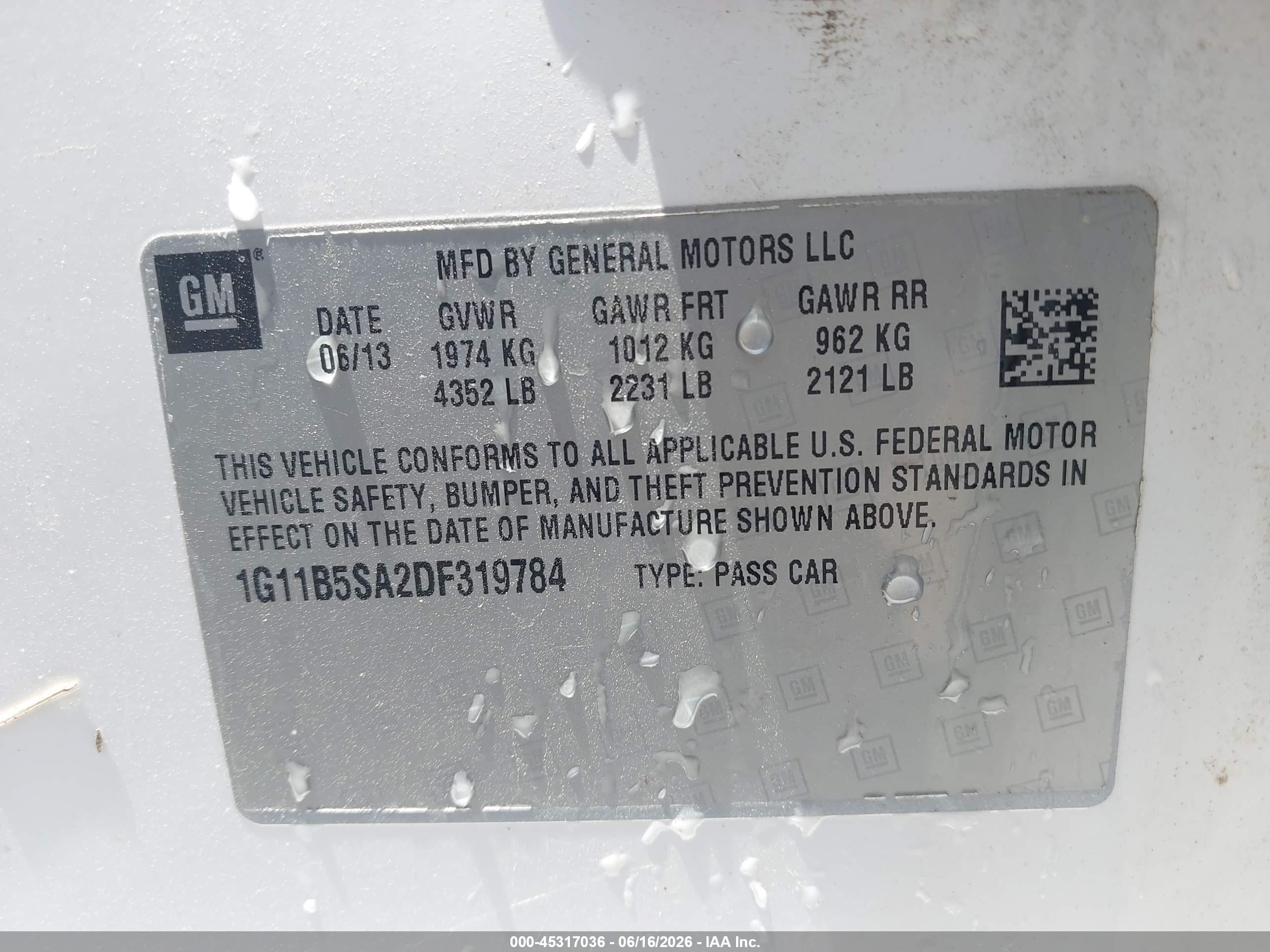 2013 Chevrolet Malibu 1ls Белый vin: 1G11B5SA2DF319784