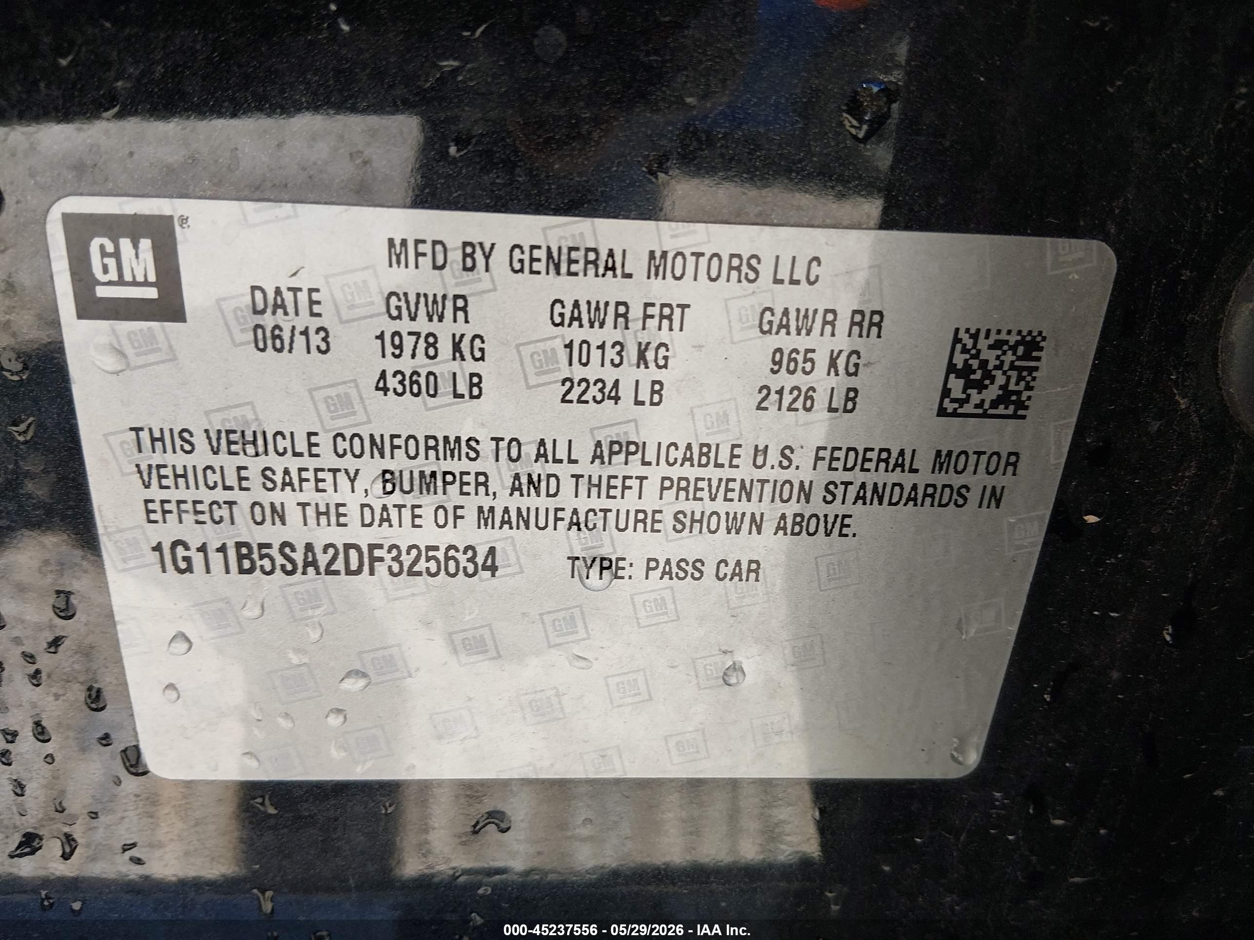 2013 Chevrolet Malibu 1ls Black vin: 1G11B5SA2DF325634