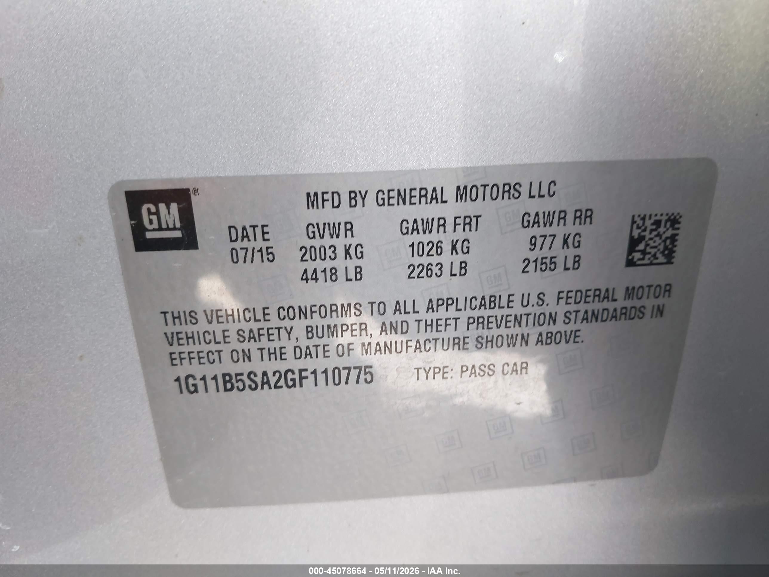 2016 Chevrolet Malibu Limited Ls Silver vin: 1G11B5SA2GF110775