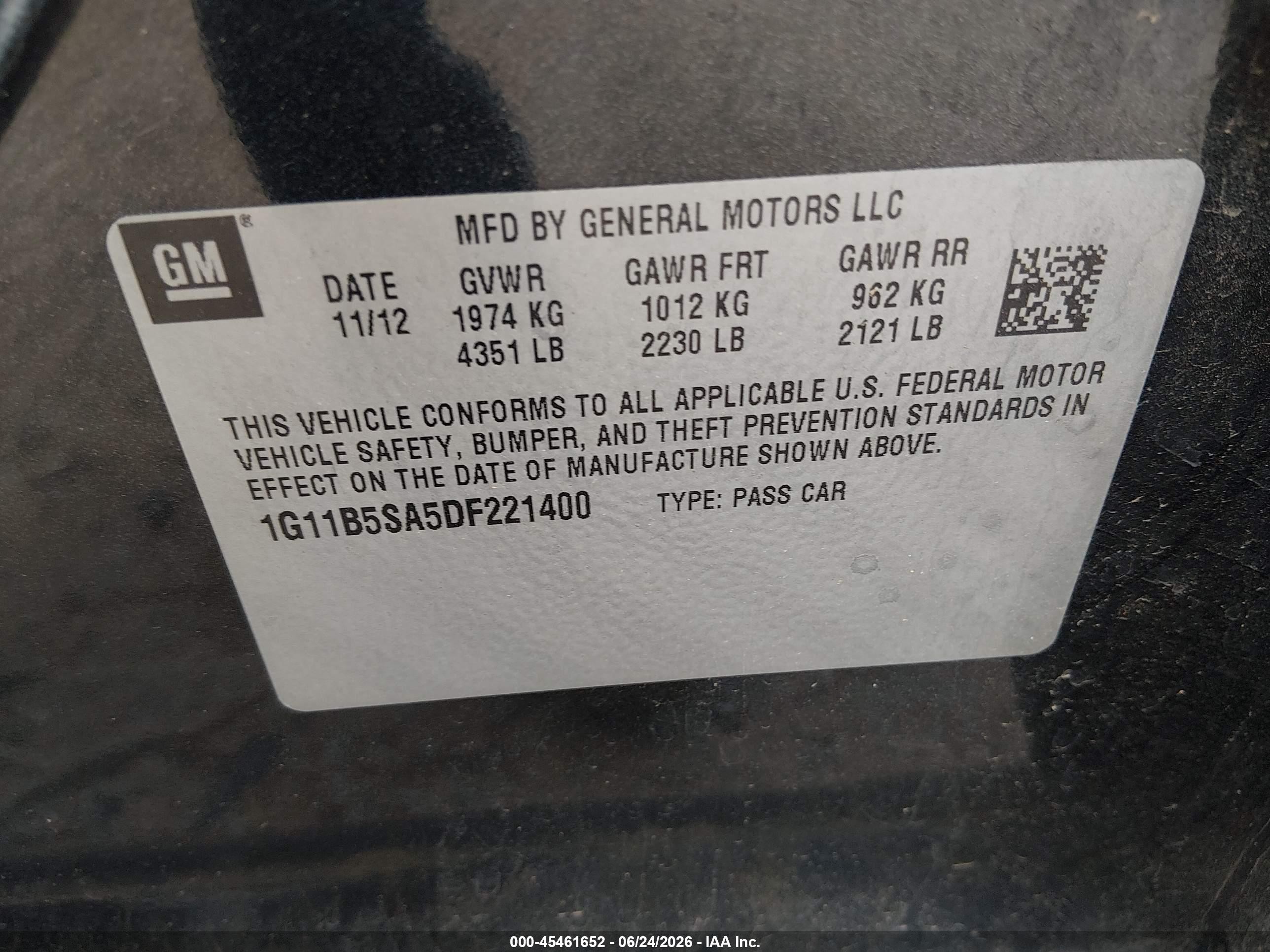 2013 Chevrolet Malibu 1ls Black vin: 1G11B5SA5DF221400