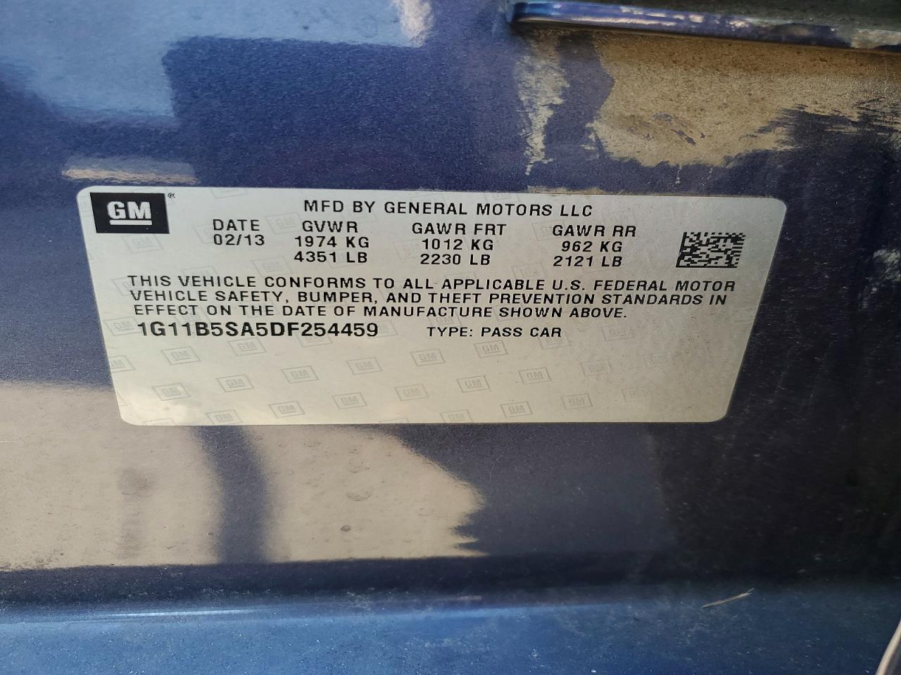 2013 Chevrolet Malibu Ls Blue vin: 1G11B5SA5DF254459